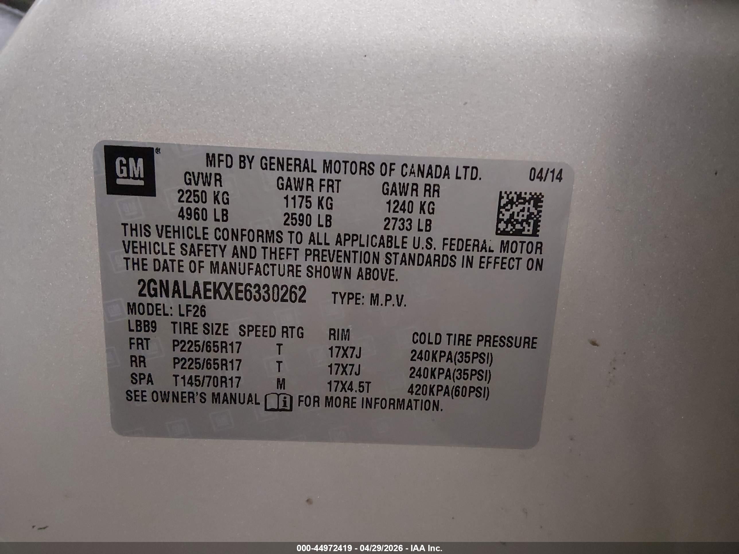 2014 Chevrolet Equinox Ls Beige vin: 2GNALAEKXE6330262