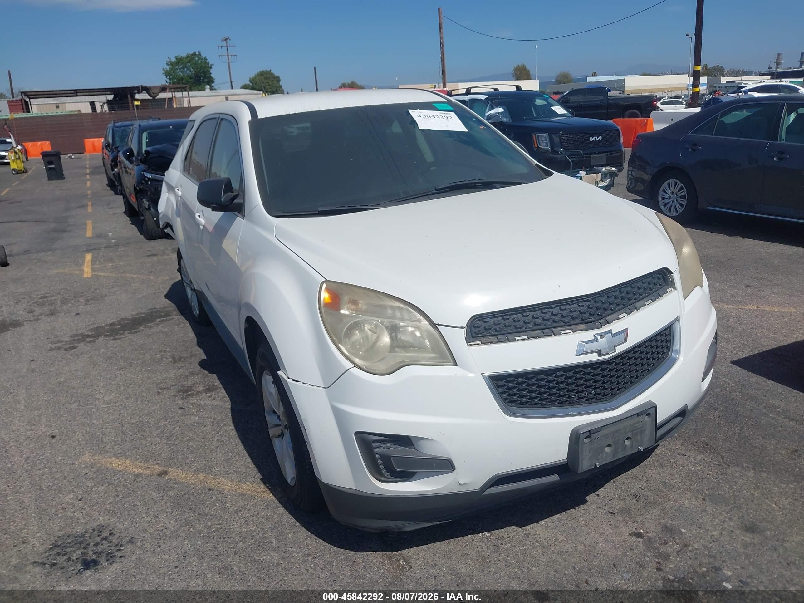 2015 Chevrolet Equinox Ls White vin: 2GNALAEKXF1107427