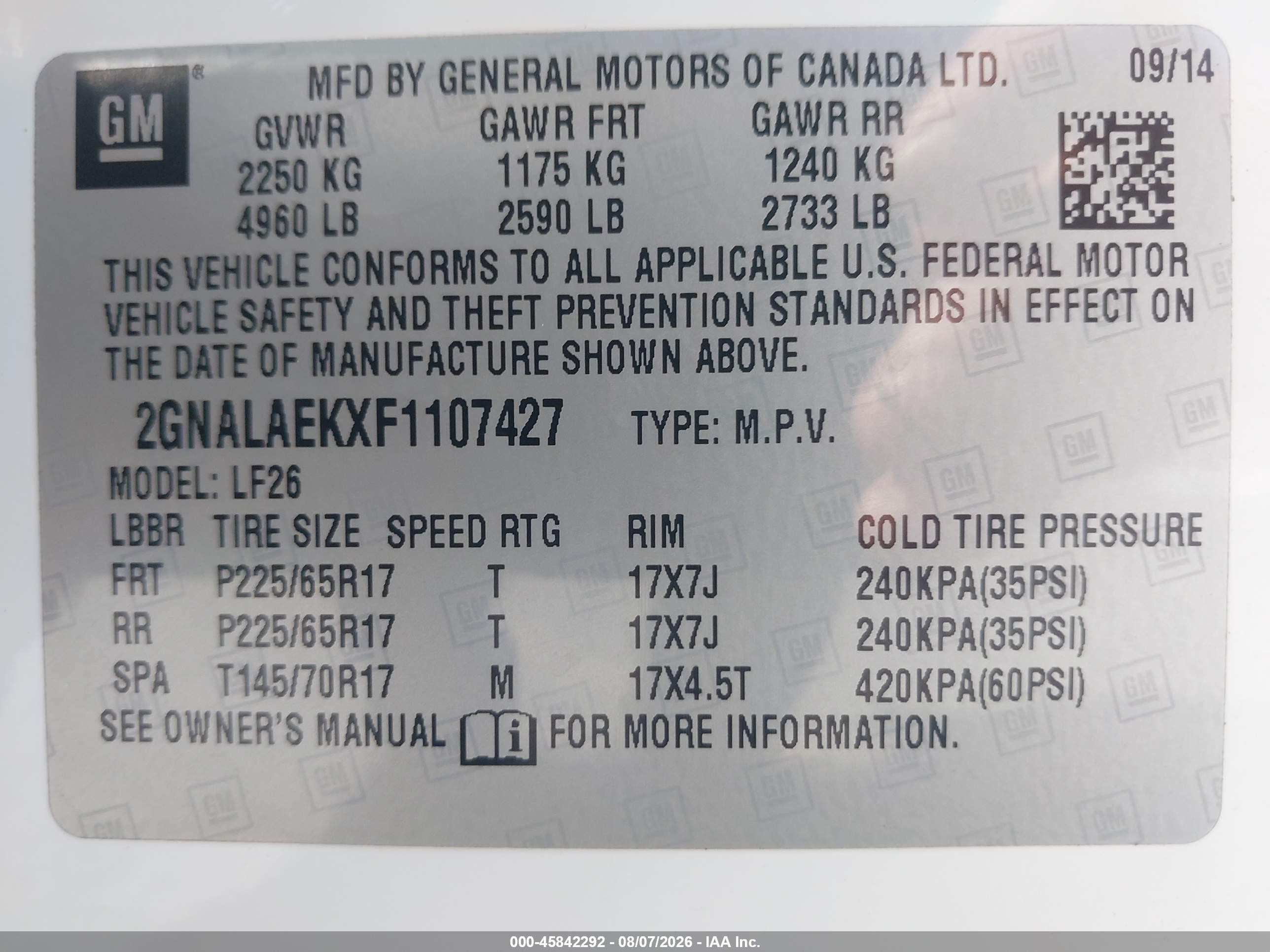 2015 Chevrolet Equinox Ls White vin: 2GNALAEKXF1107427