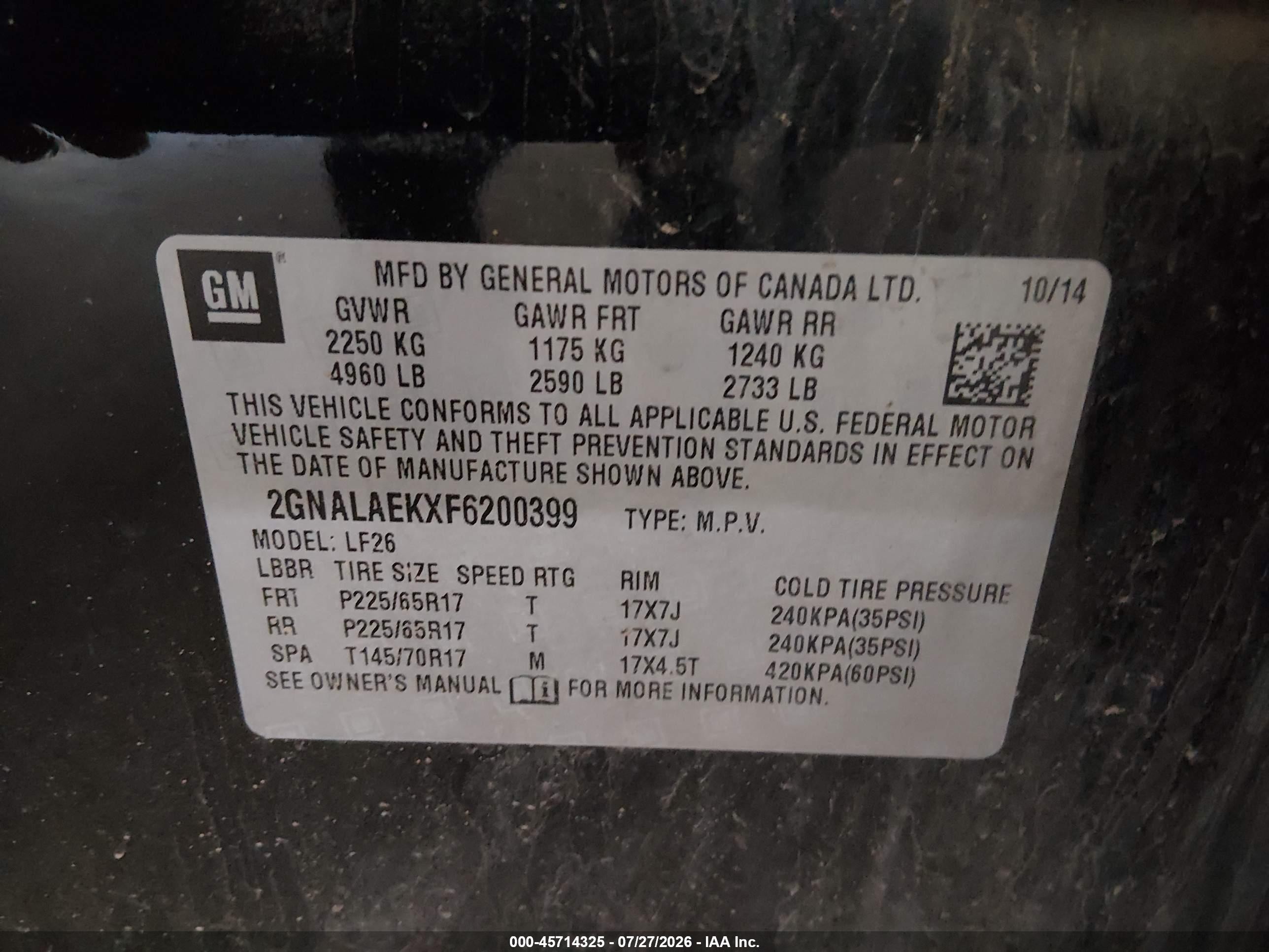 2015 Chevrolet Equinox Ls Black vin: 2GNALAEKXF6200399
