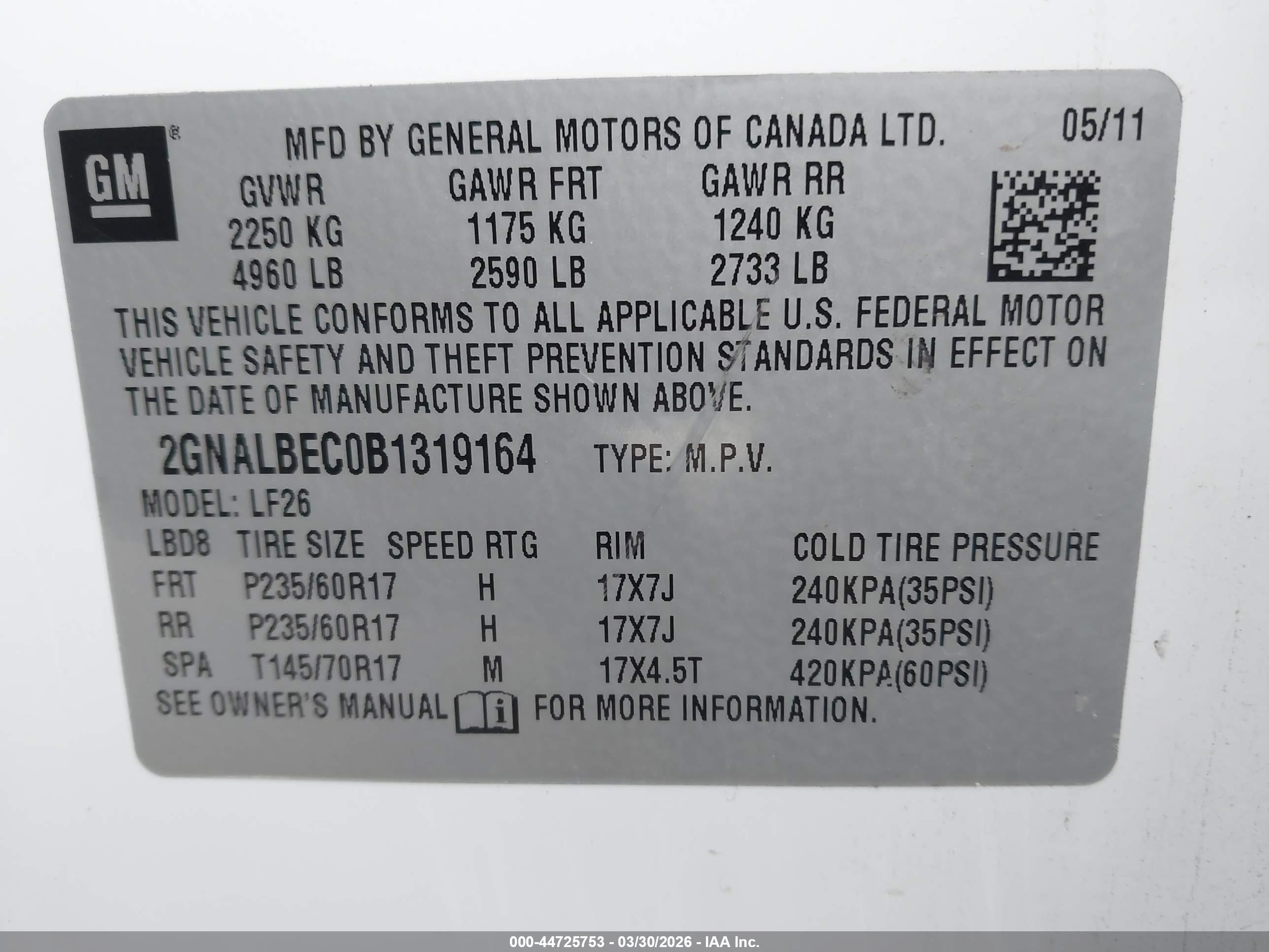 2011 Chevrolet Equinox Ls White vin: 2GNALBEC0B1319164