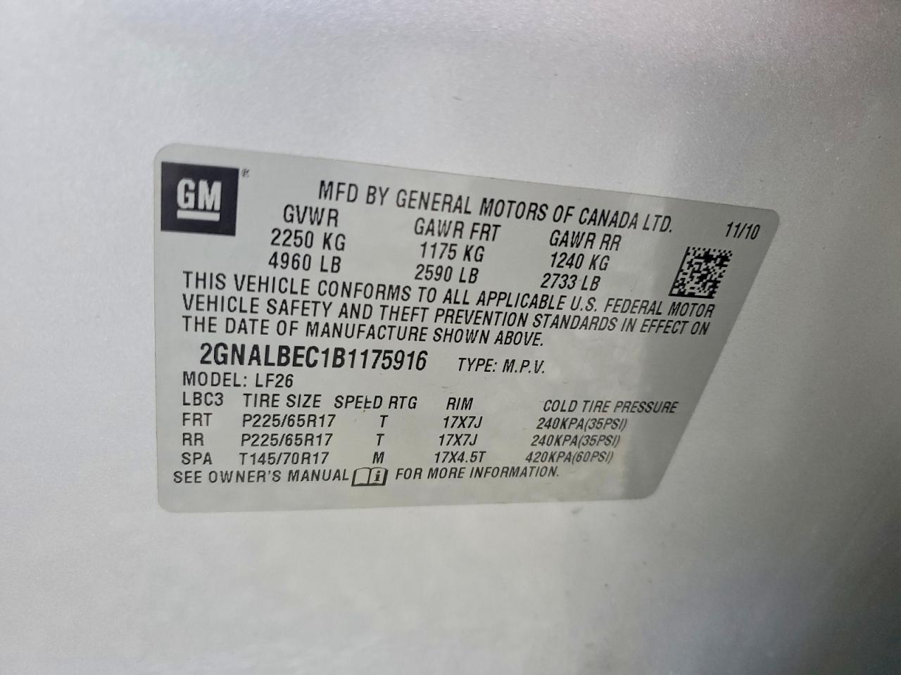 2011 Chevrolet Equinox Ls Silver vin: 2GNALBEC1B1175916