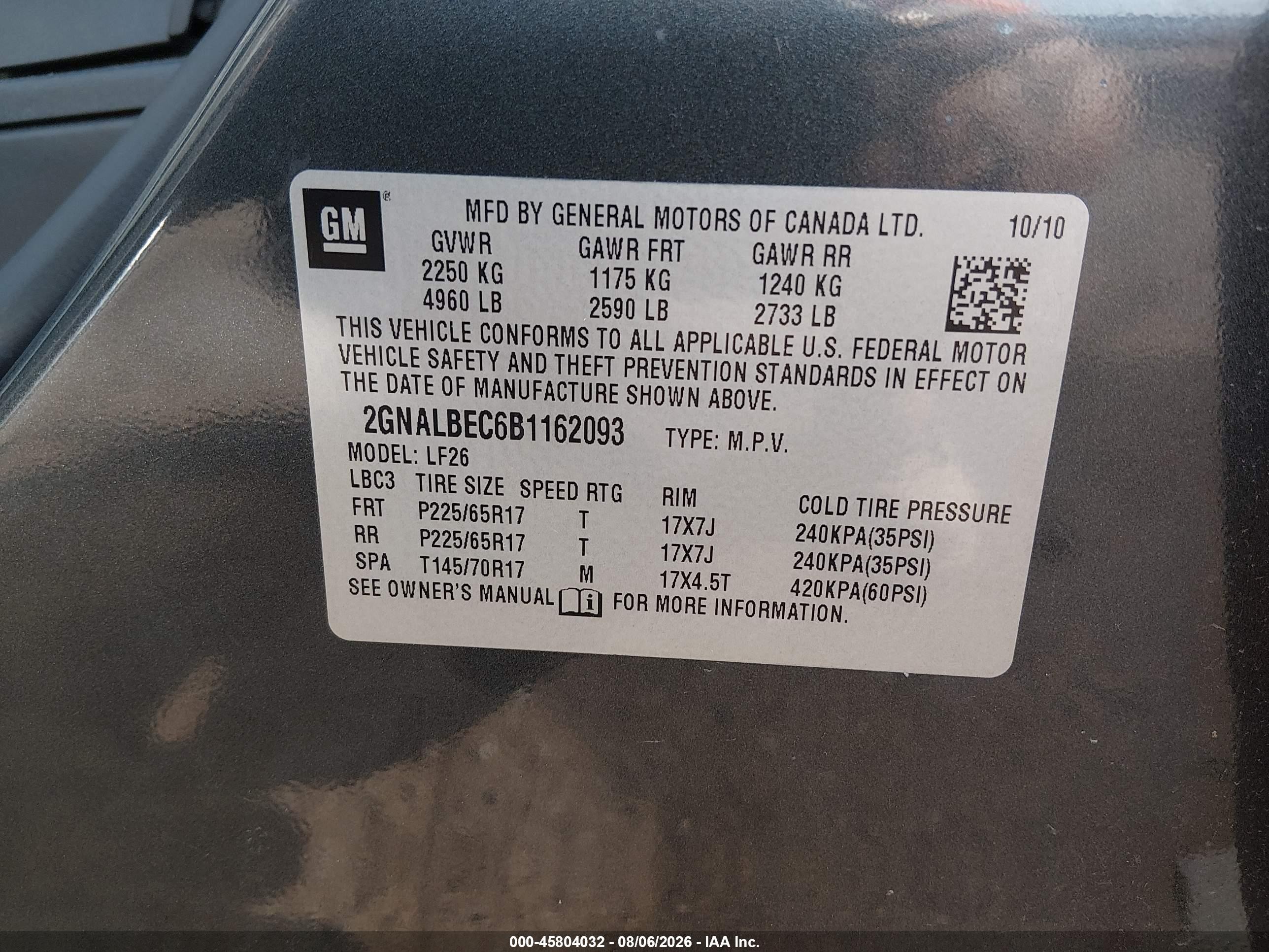 2011 Chevrolet Equinox Ls Серый vin: 2GNALBEC6B1162093