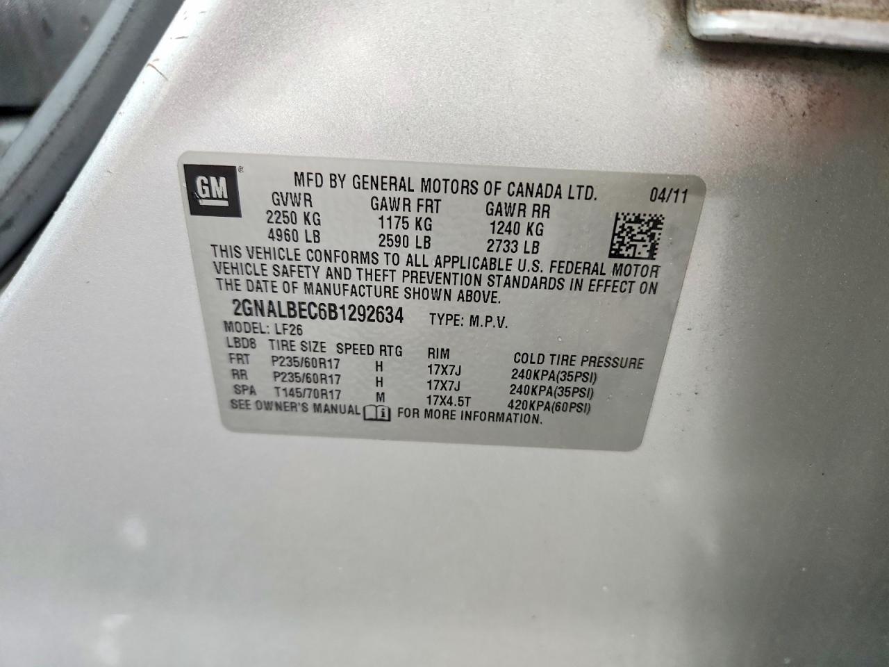 2011 Chevrolet Equinox Ls Silver vin: 2GNALBEC6B1292634
