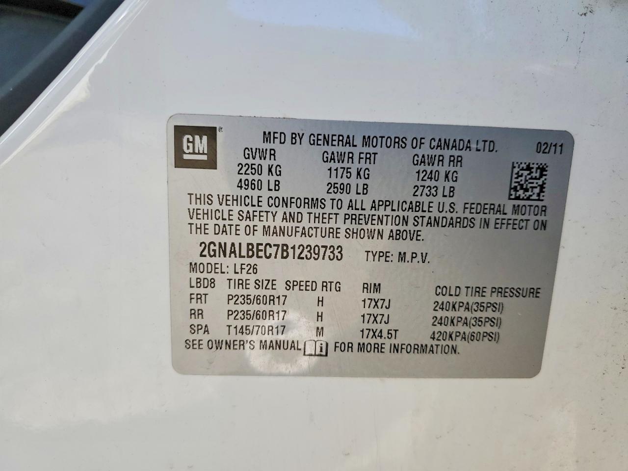 2011 Chevrolet Equinox Ls White vin: 2GNALBEC7B1239733