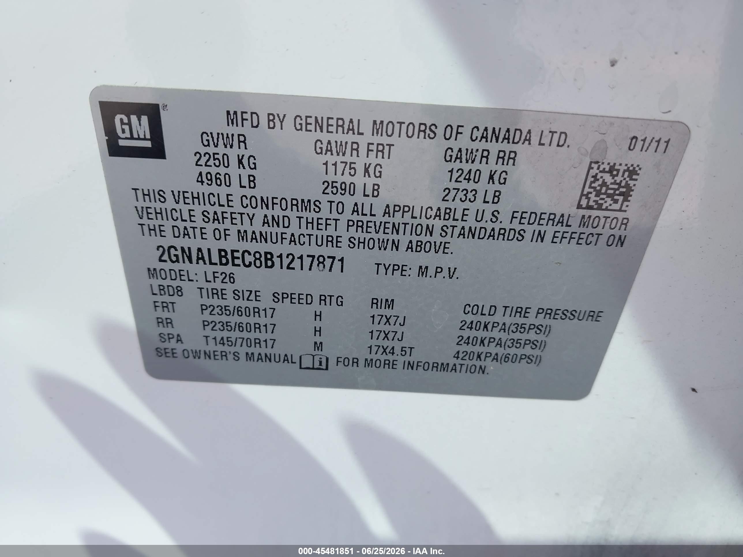 2011 Chevrolet Equinox Ls White vin: 2GNALBEC8B1217871