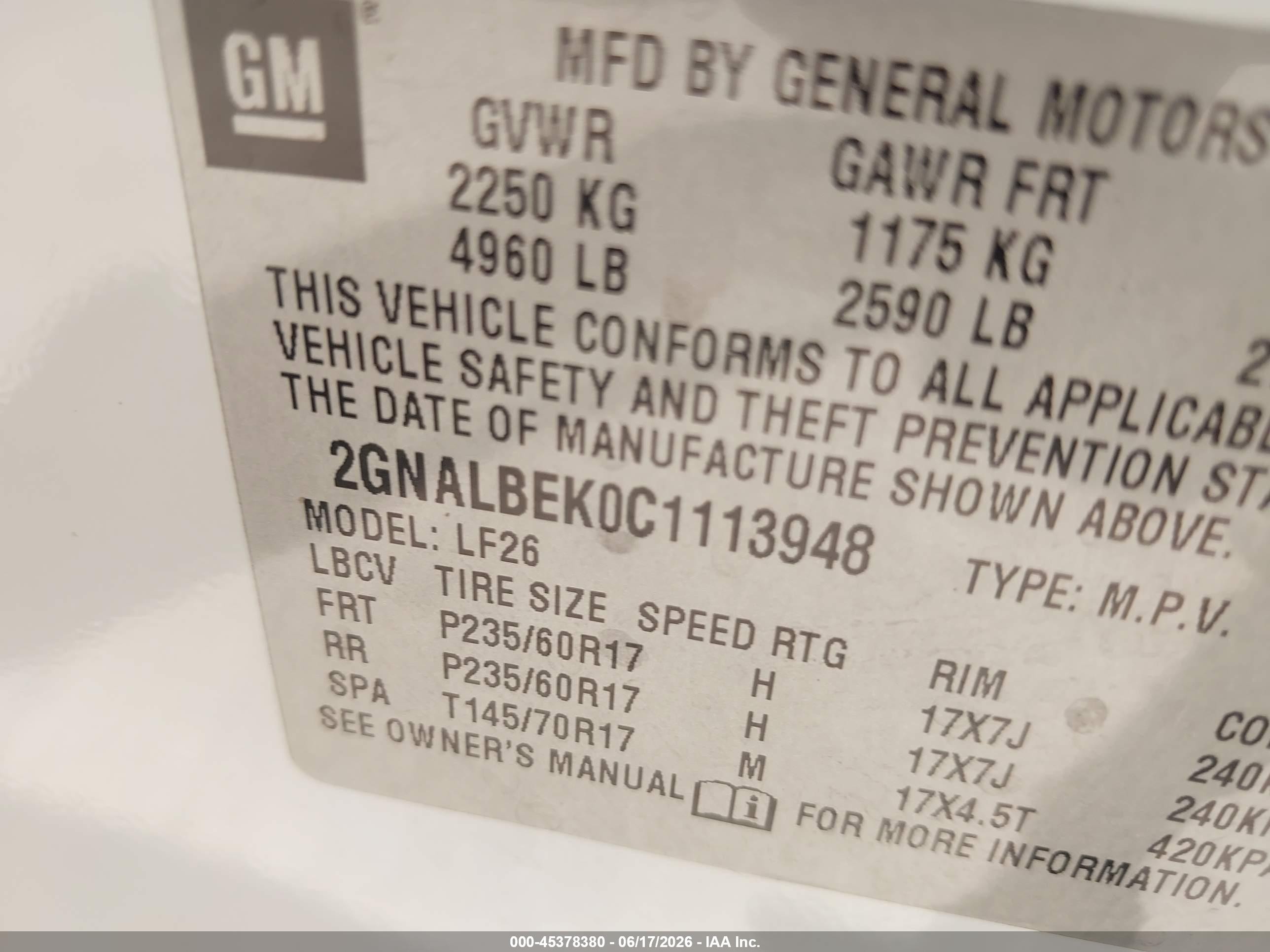 2012 Chevrolet Equinox Ls White vin: 2GNALBEK0C1113948