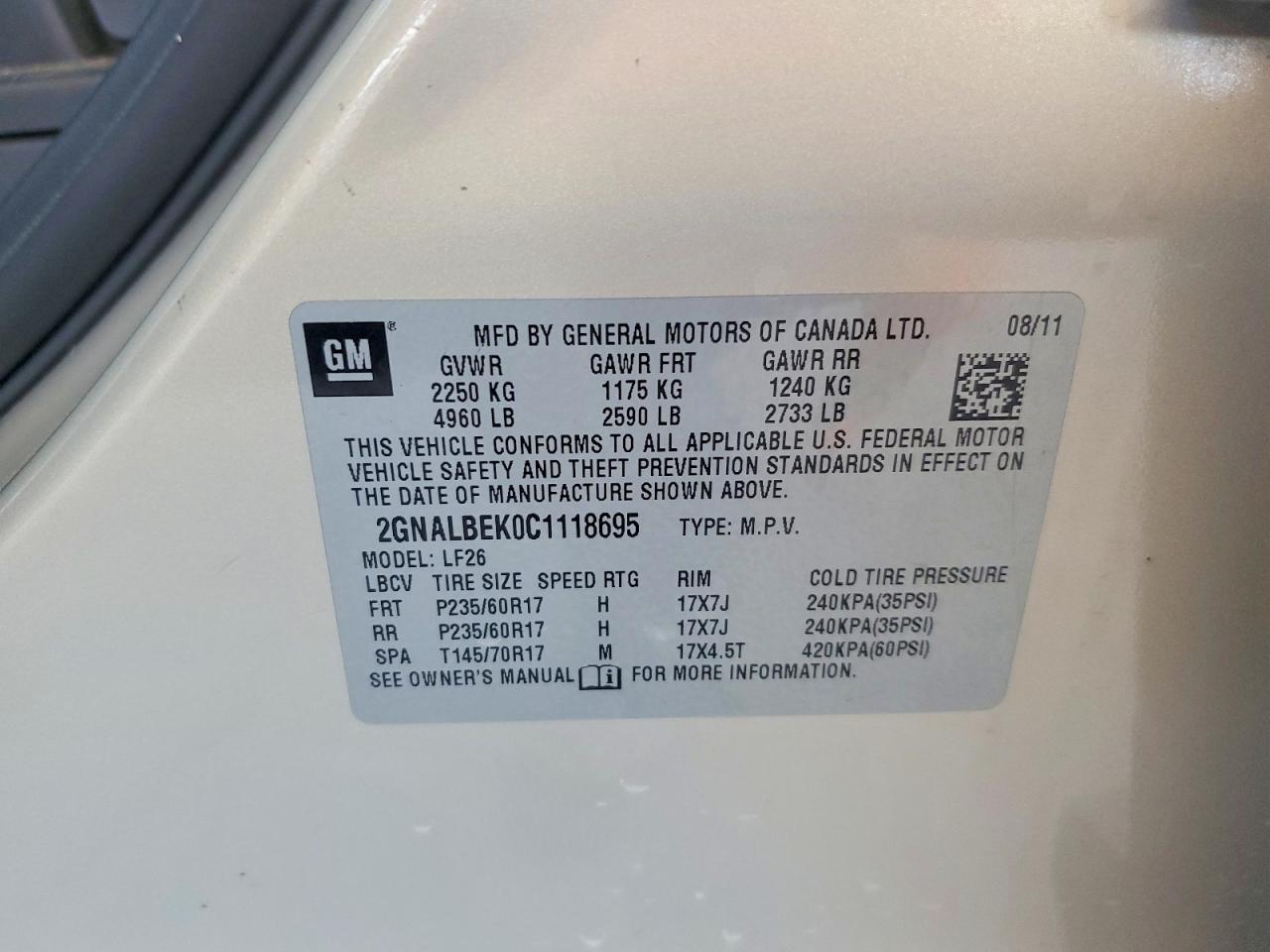 2012 Chevrolet Equinox Ls Бежевый vin: 2GNALBEK0C1118695