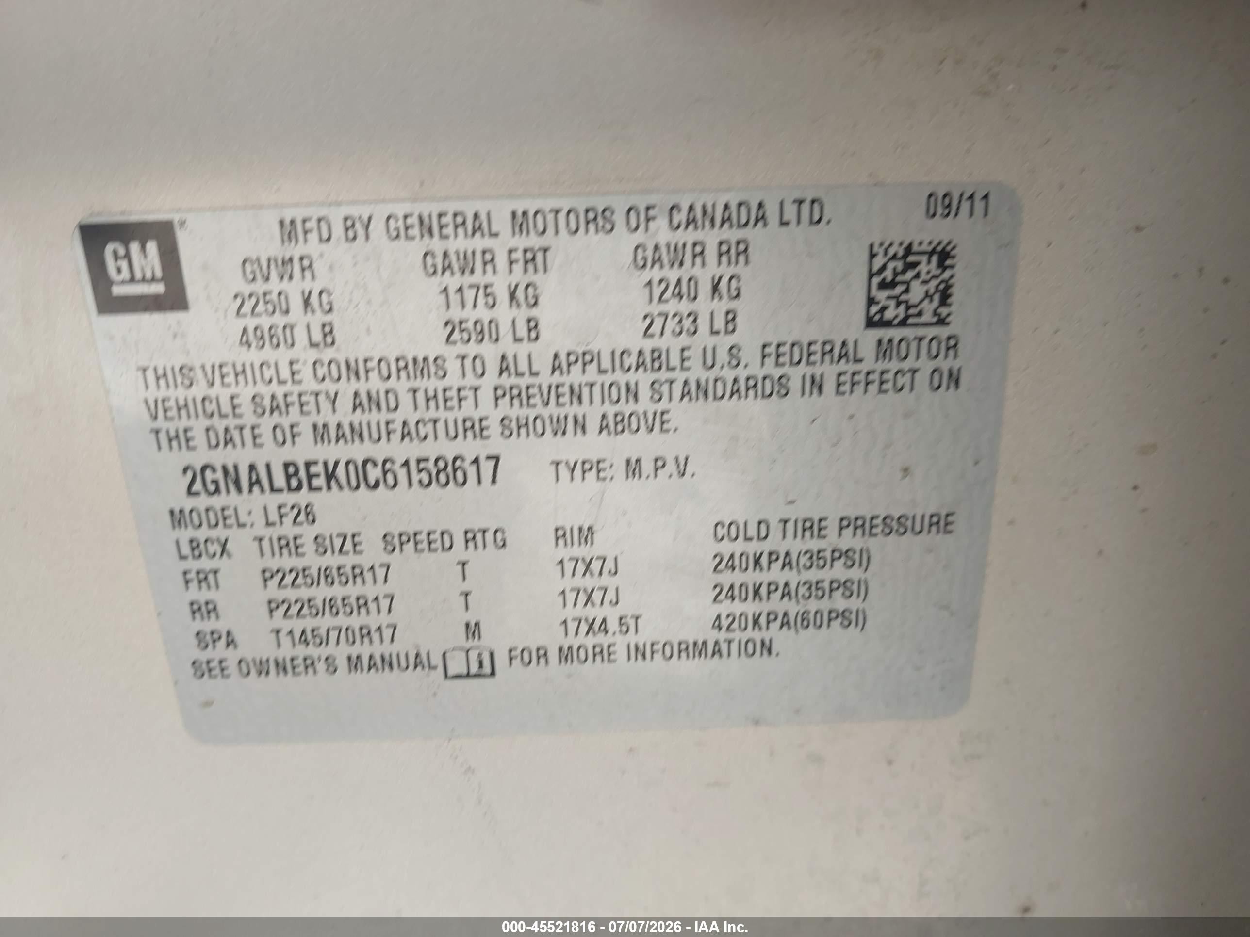 2012 Chevrolet Equinox Ls Cream vin: 2GNALBEK0C6158617
