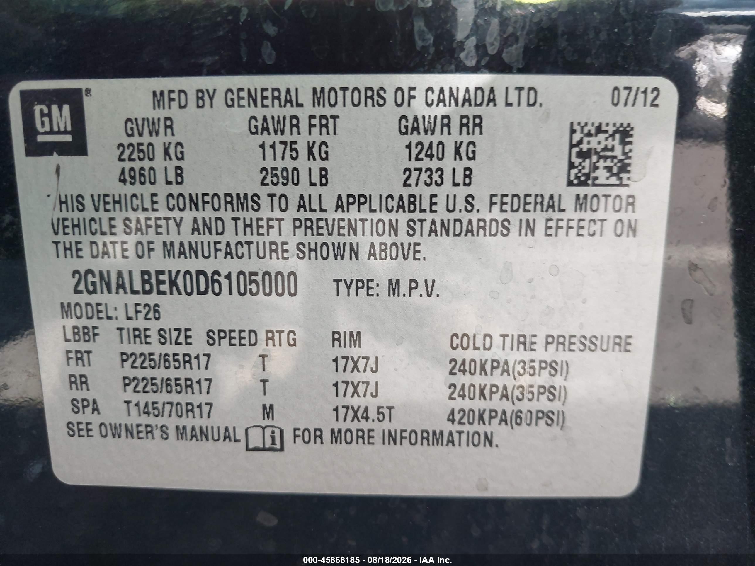 2013 Chevrolet Equinox Ls Black vin: 2GNALBEK0D6105000