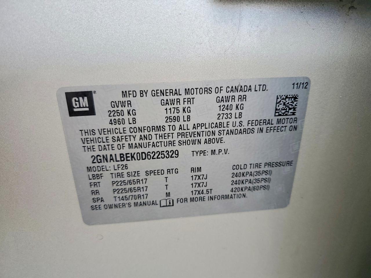 2013 Chevrolet Equinox Ls Cream vin: 2GNALBEK0D6225329