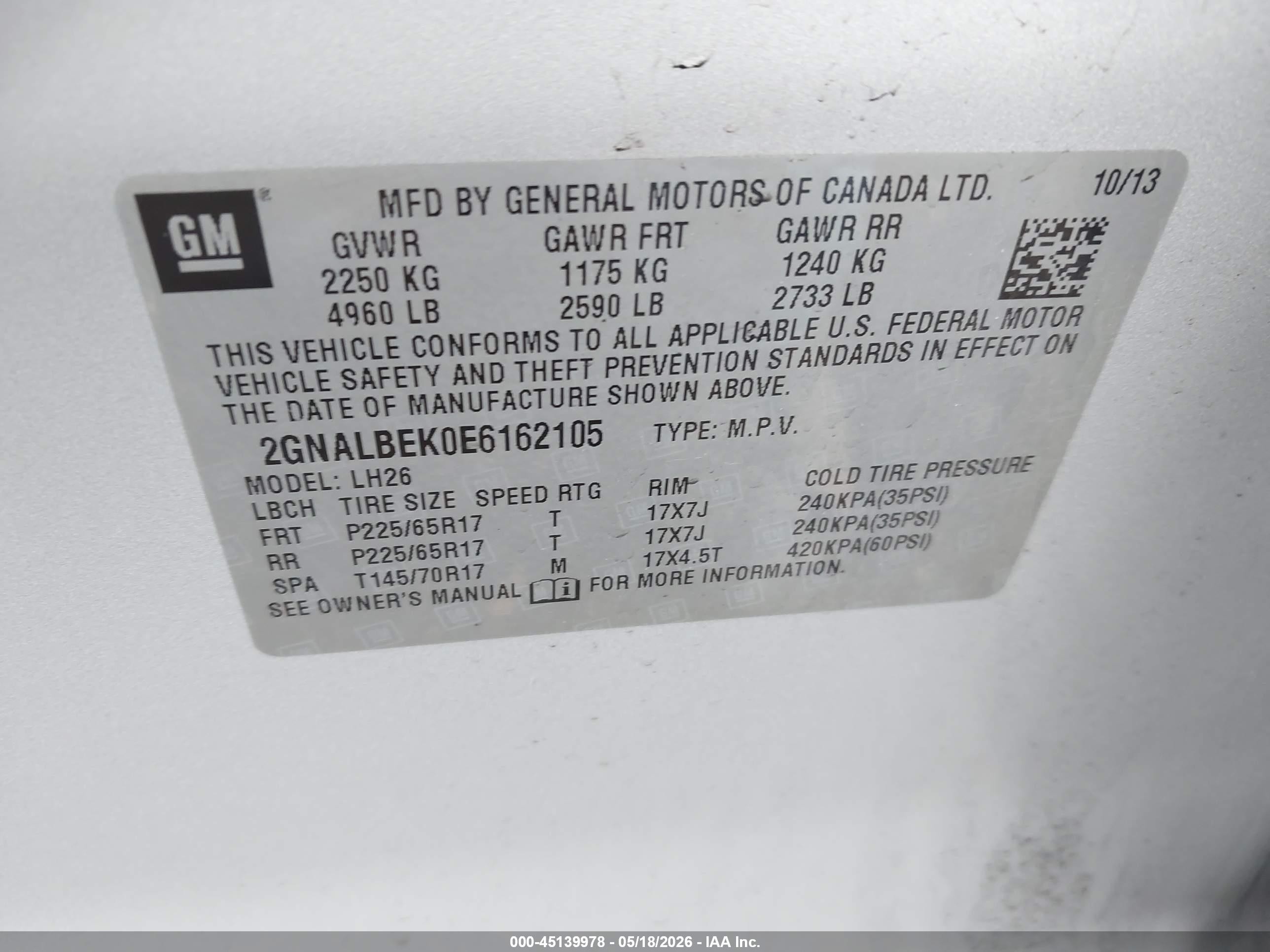 2014 Chevrolet Equinox 1lt Серебряный vin: 2GNALBEK0E6162105