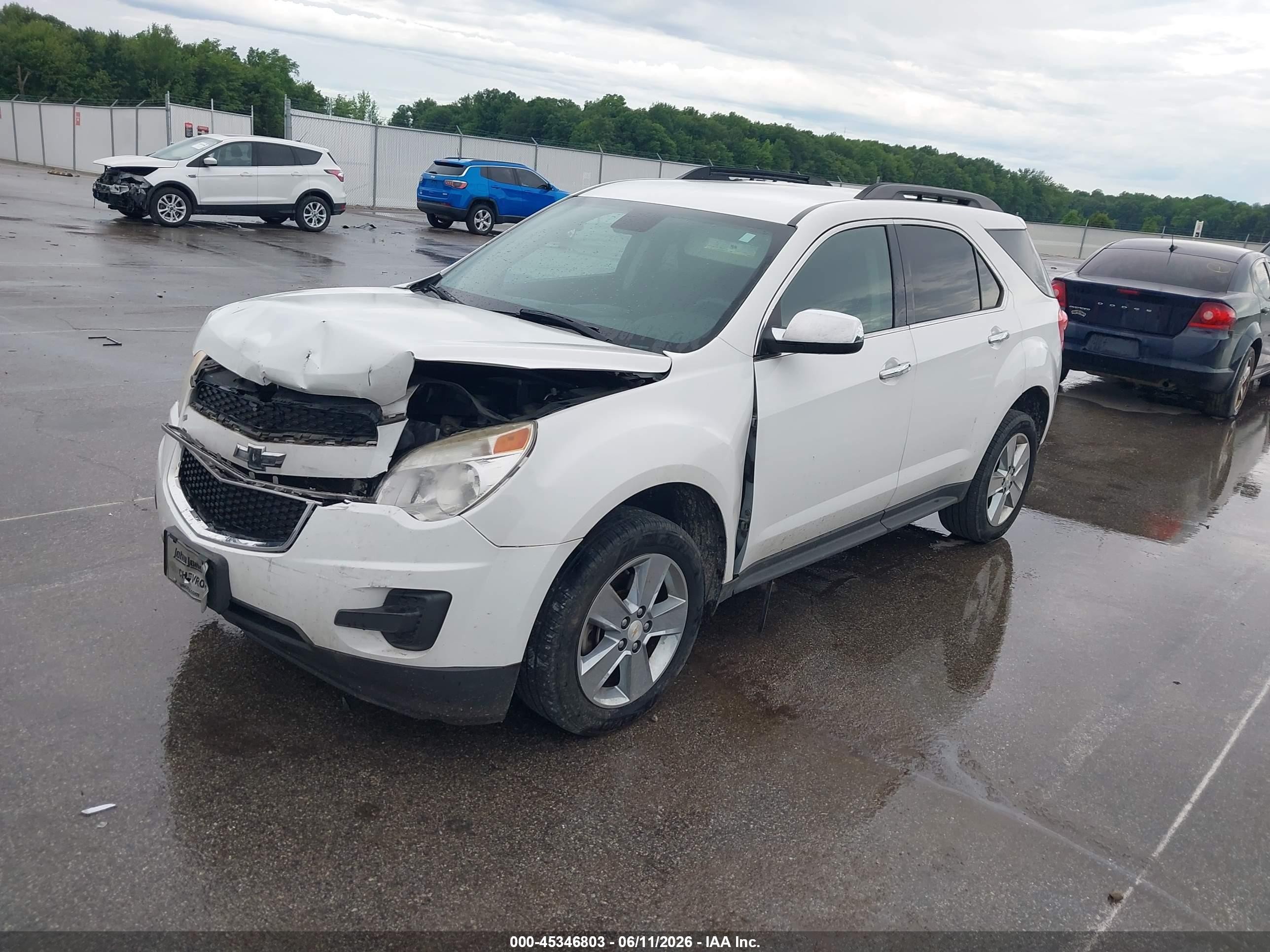 2015 Chevrolet Equinox Lt White vin: 2GNALBEK0F1130284