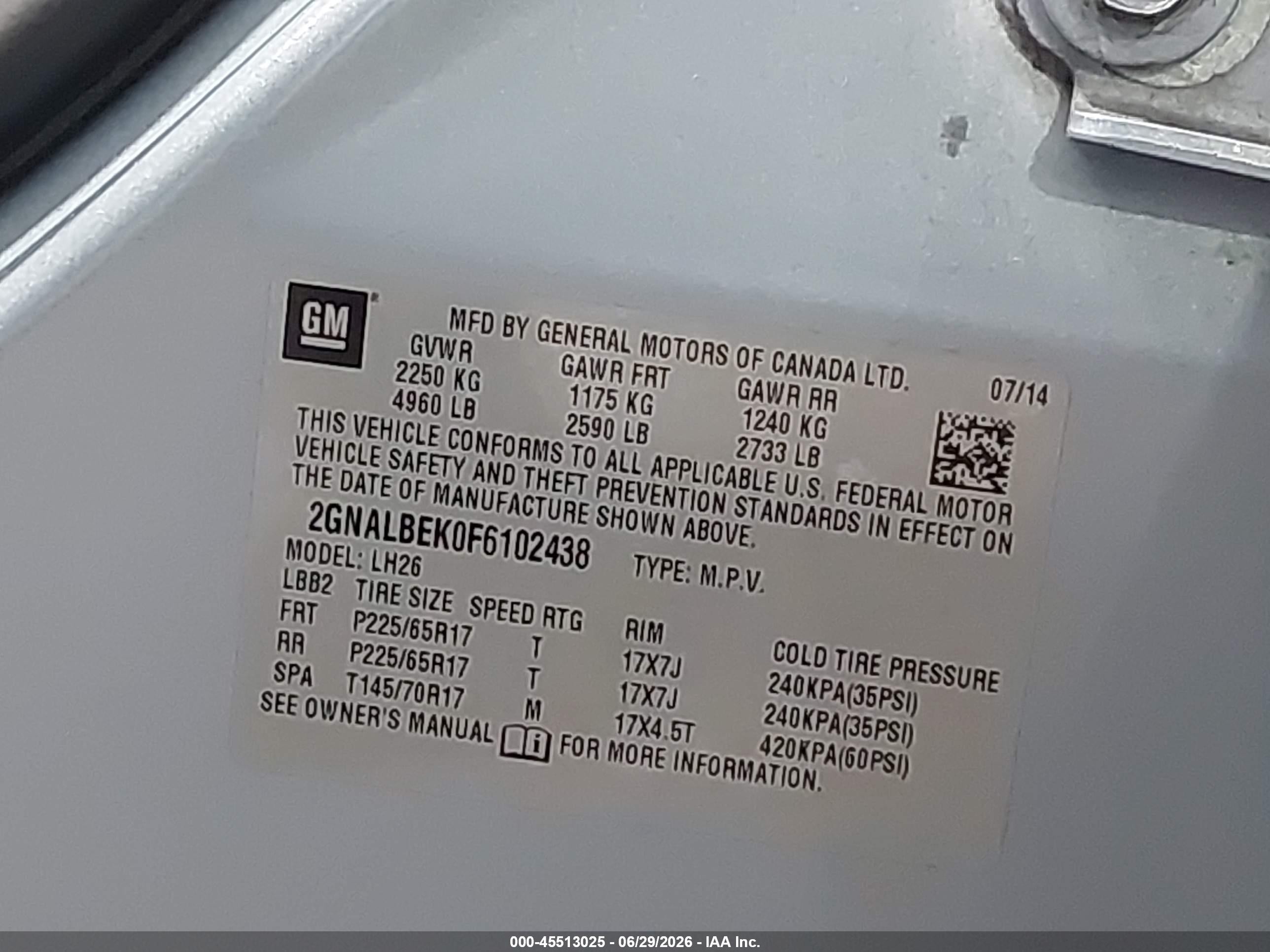 2015 Chevrolet Equinox Lt Light Blue vin: 2GNALBEK0F6102438