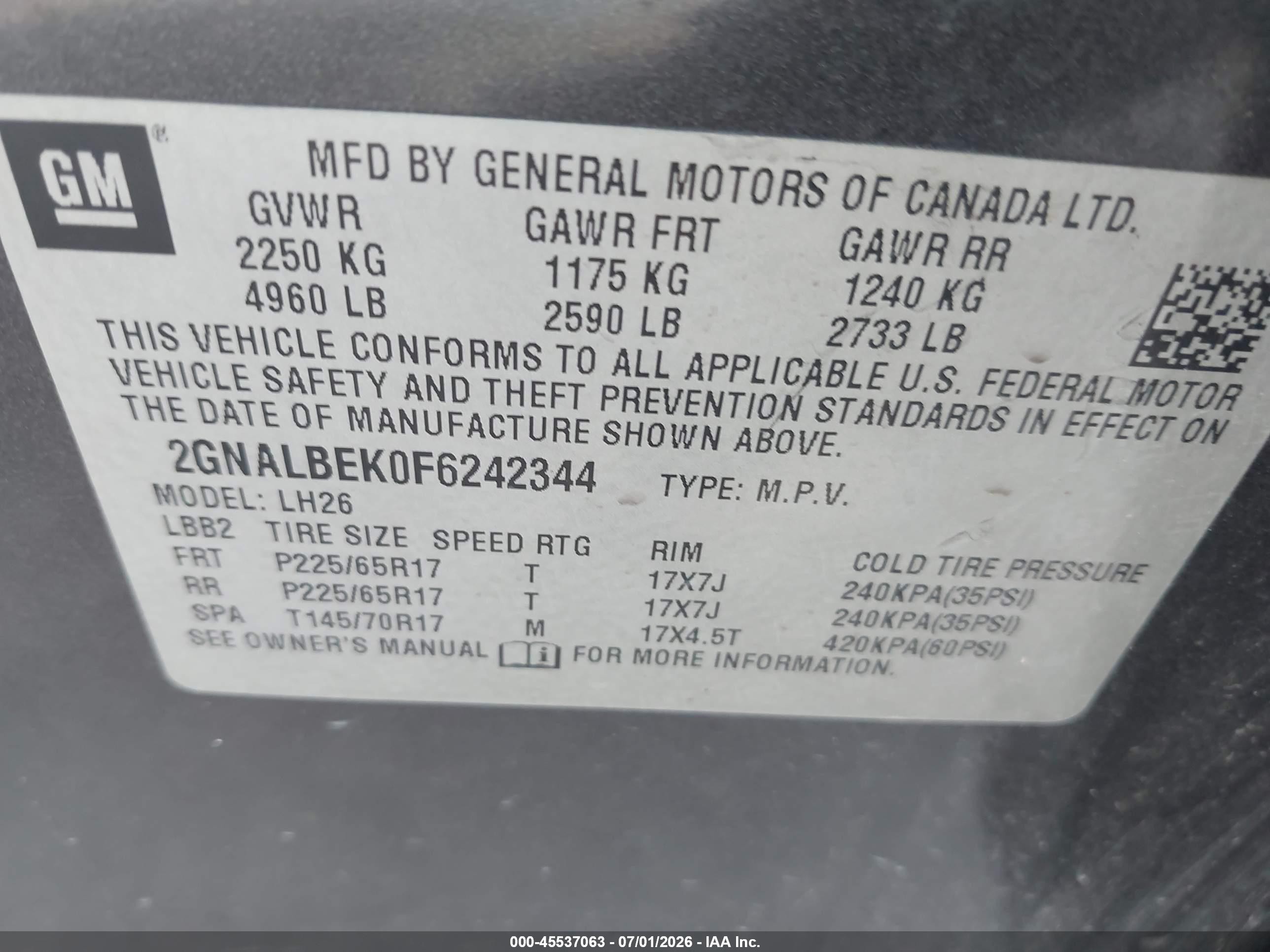 2015 Chevrolet Equinox Lt Серый vin: 2GNALBEK0F6242344