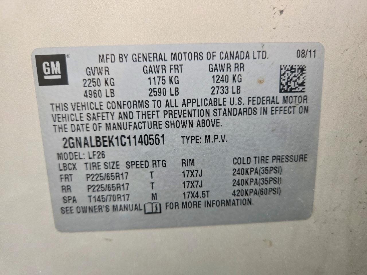 2012 Chevrolet Equinox Ls Beige vin: 2GNALBEK1C1140561