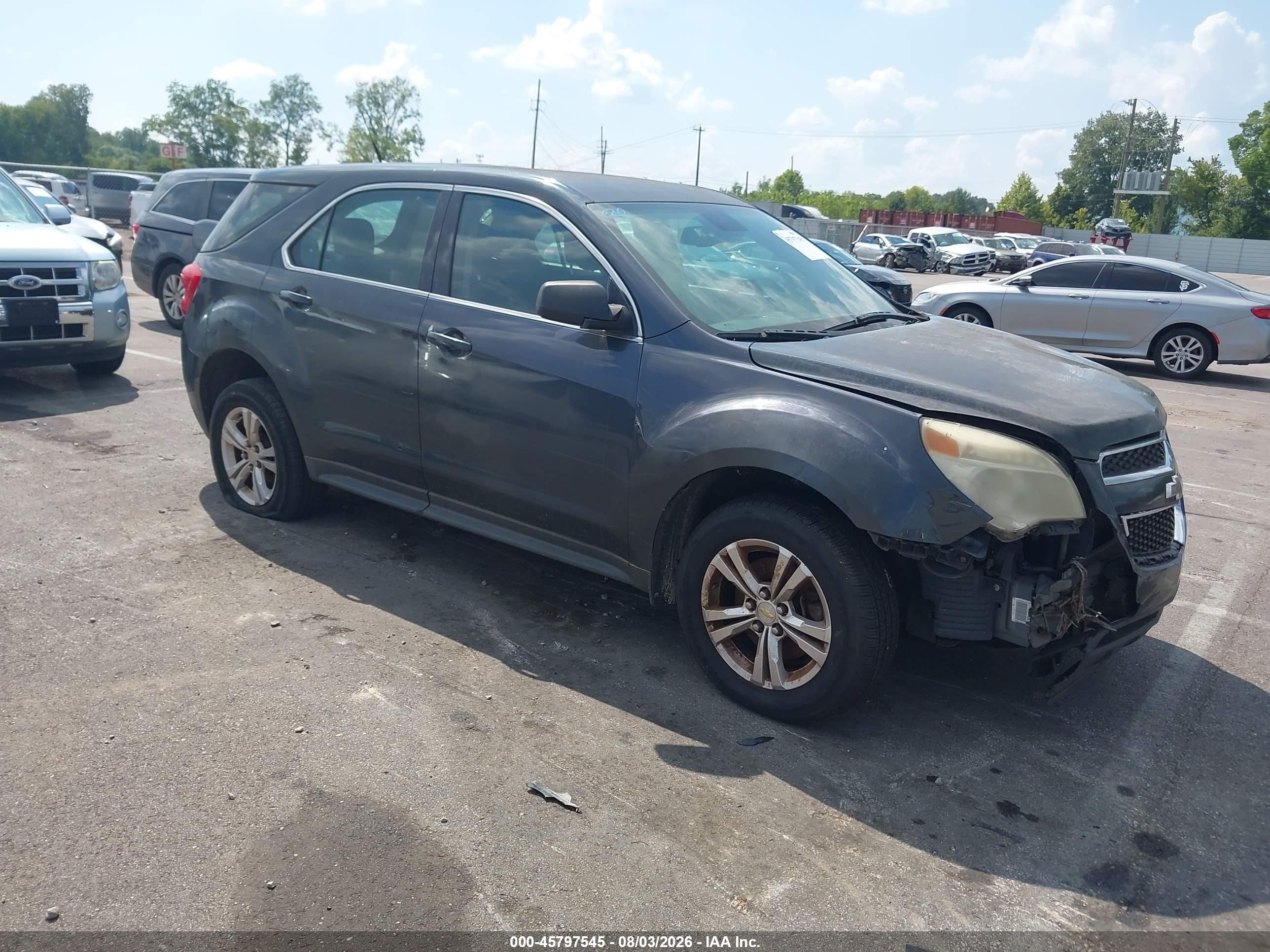 2012 Chevrolet Equinox Ls Gray vin: 2GNALBEK1C1214822