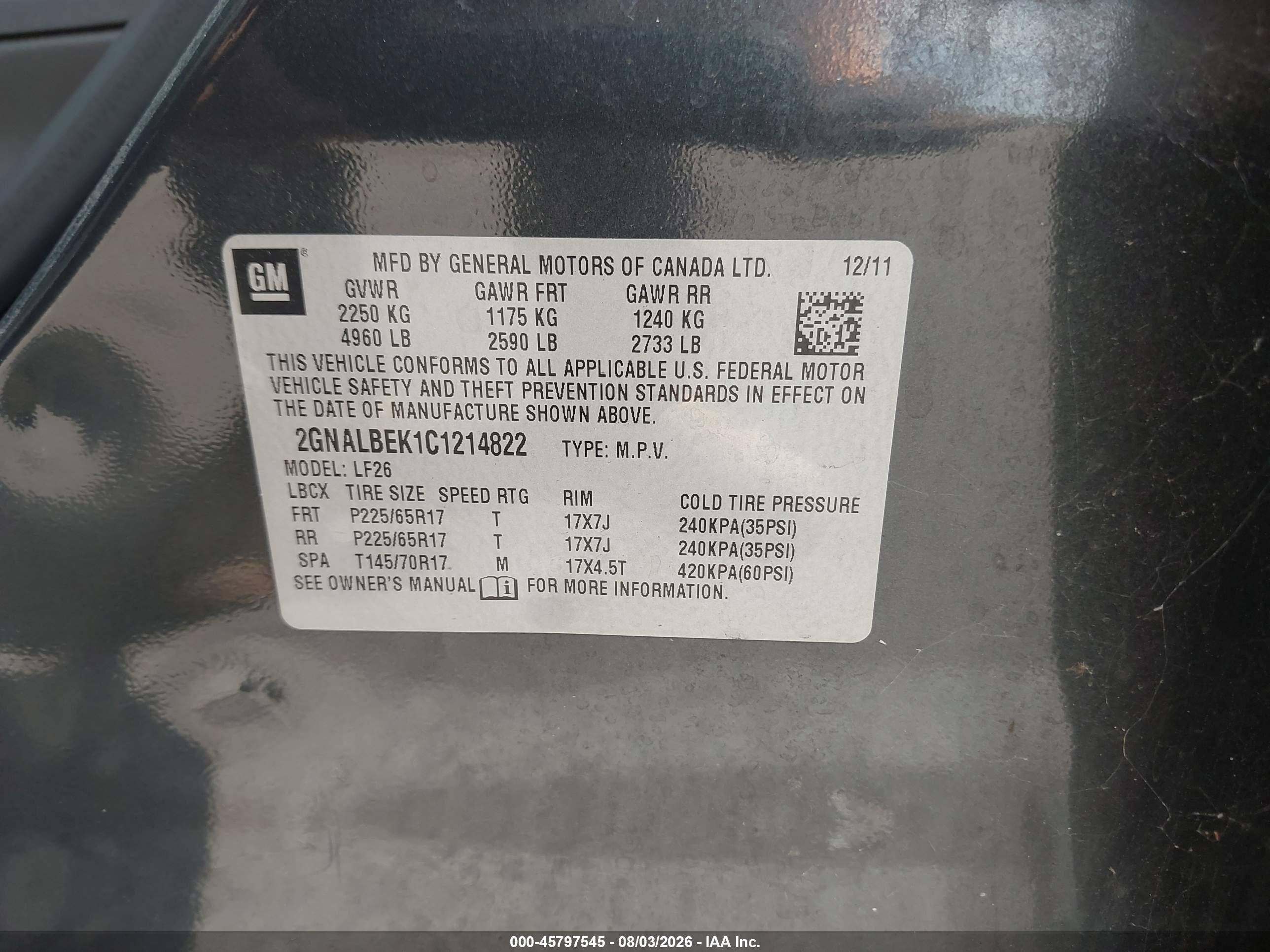 2012 Chevrolet Equinox Ls Gray vin: 2GNALBEK1C1214822