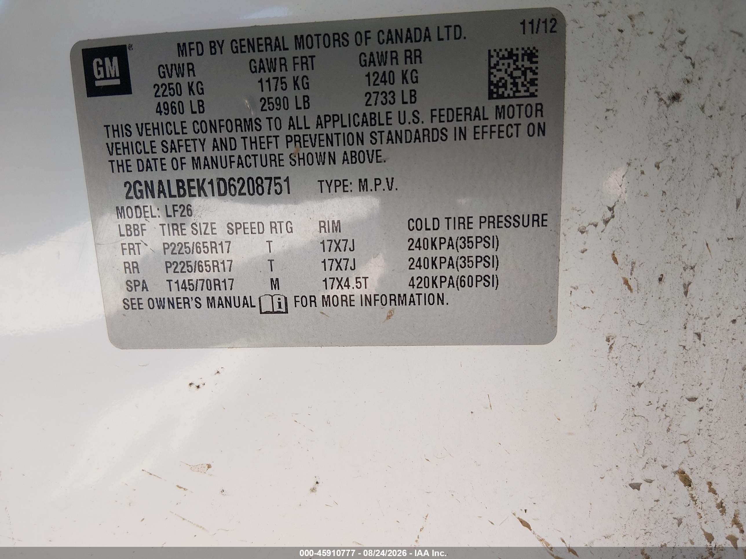 2013 Chevrolet Equinox Ls White vin: 2GNALBEK1D6208751