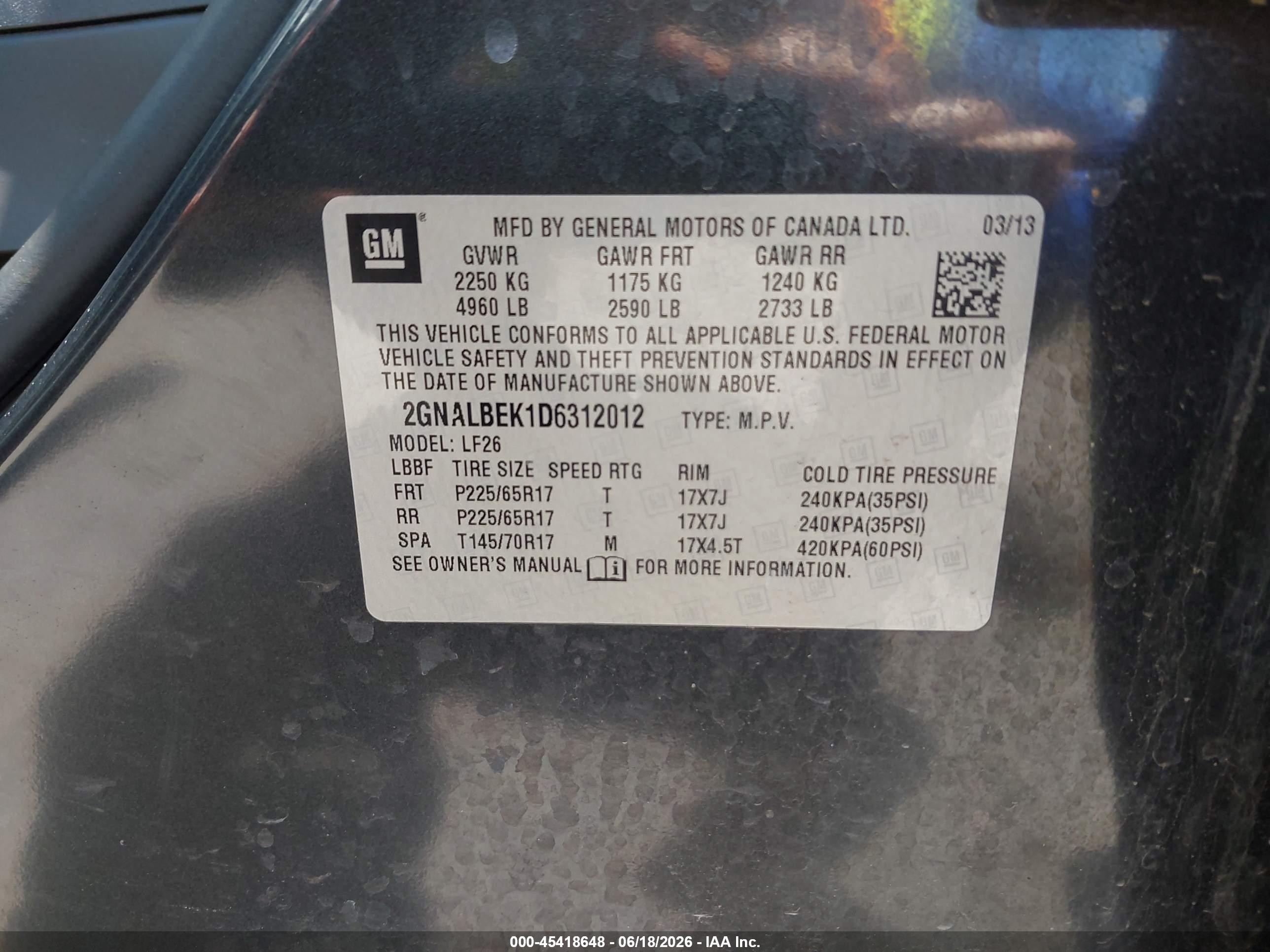 2013 Chevrolet Equinox Ls Gray vin: 2GNALBEK1D6312012
