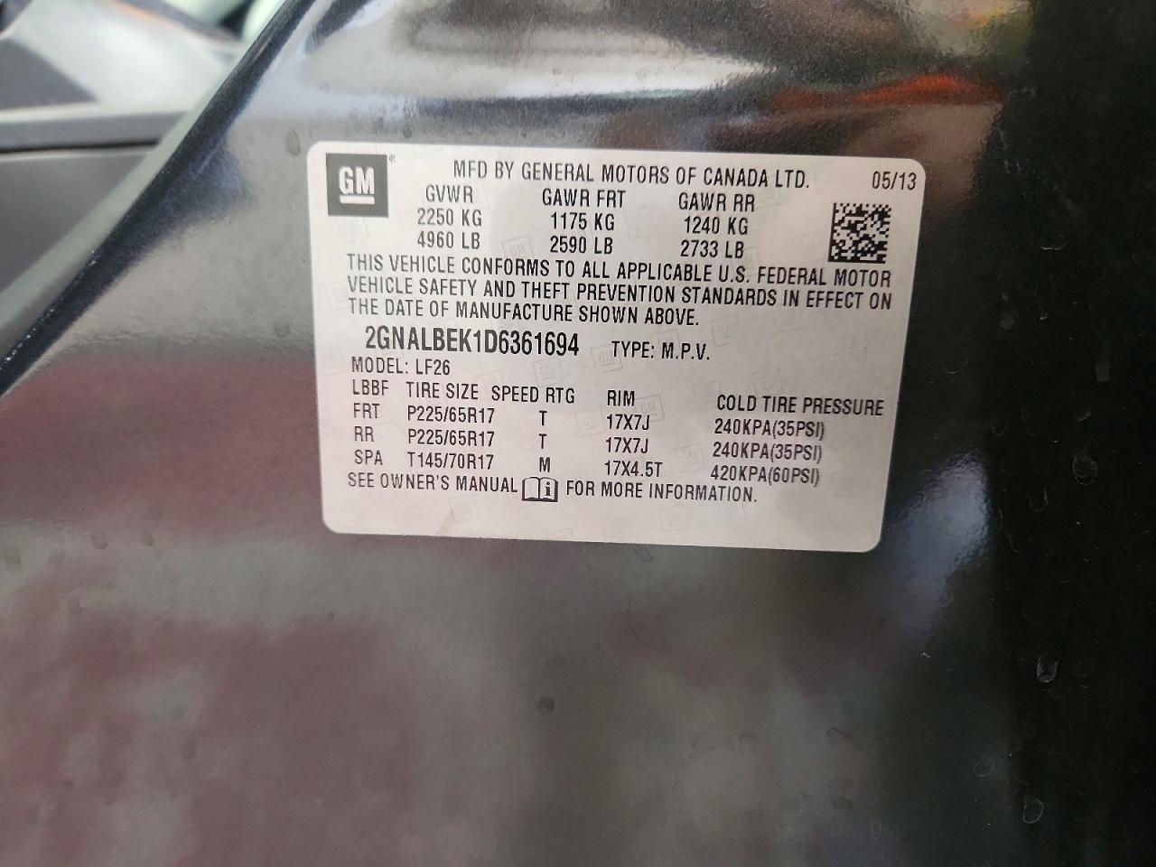2013 Chevrolet Equinox Ls Gray vin: 2GNALBEK1D6361694