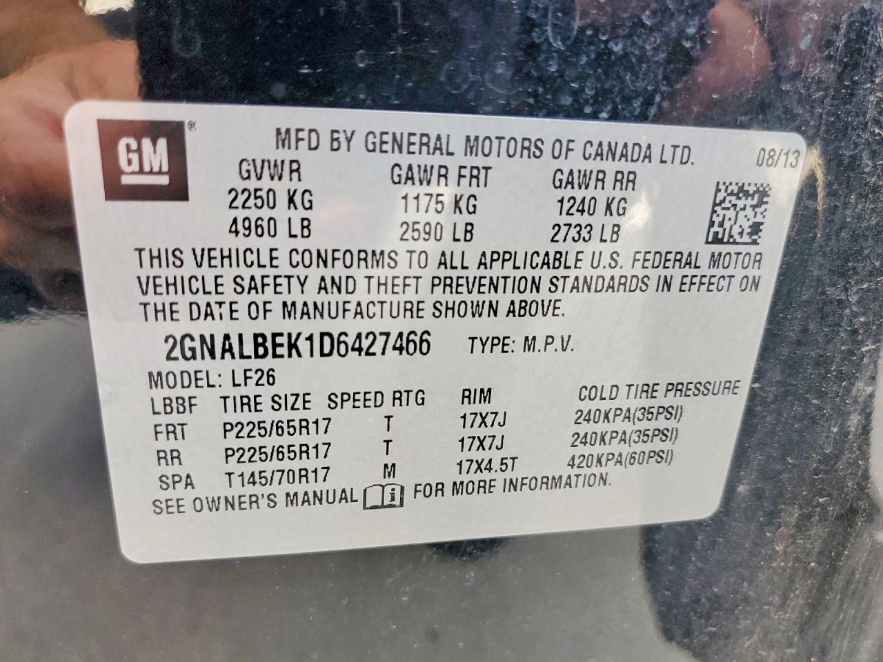 2013 Chevrolet Equinox Ls Black vin: 2GNALBEK1D6427466