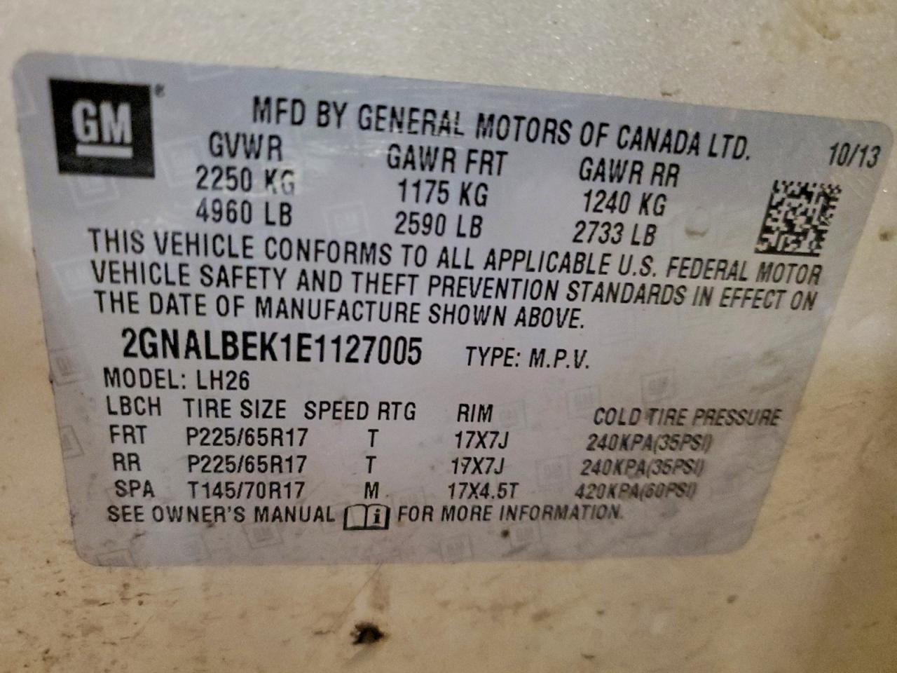 2014 Chevrolet Equinox Lt Beige vin: 2GNALBEK1E1127005