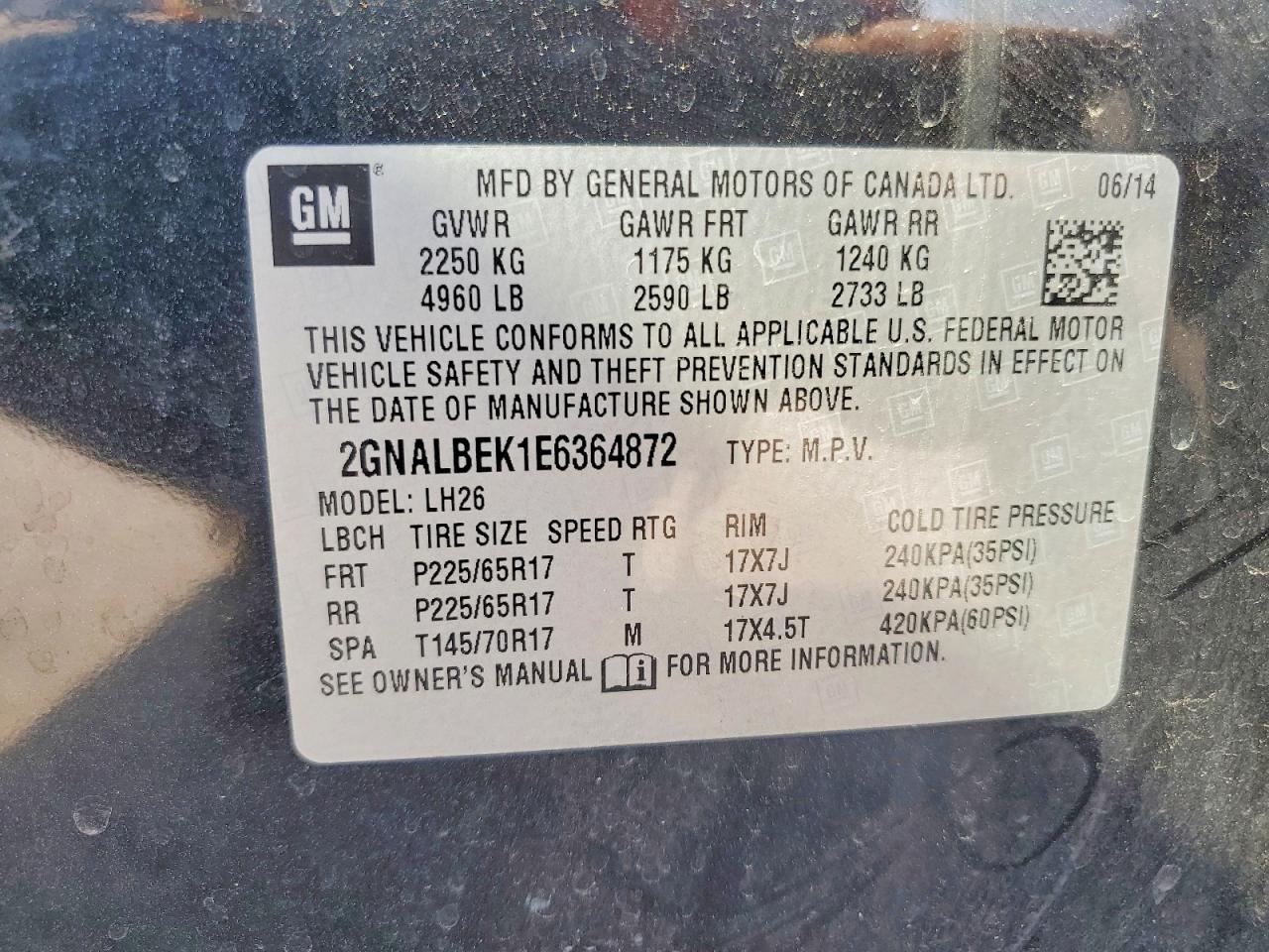 2014 Chevrolet Equinox Lt Black vin: 2GNALBEK1E6364872
