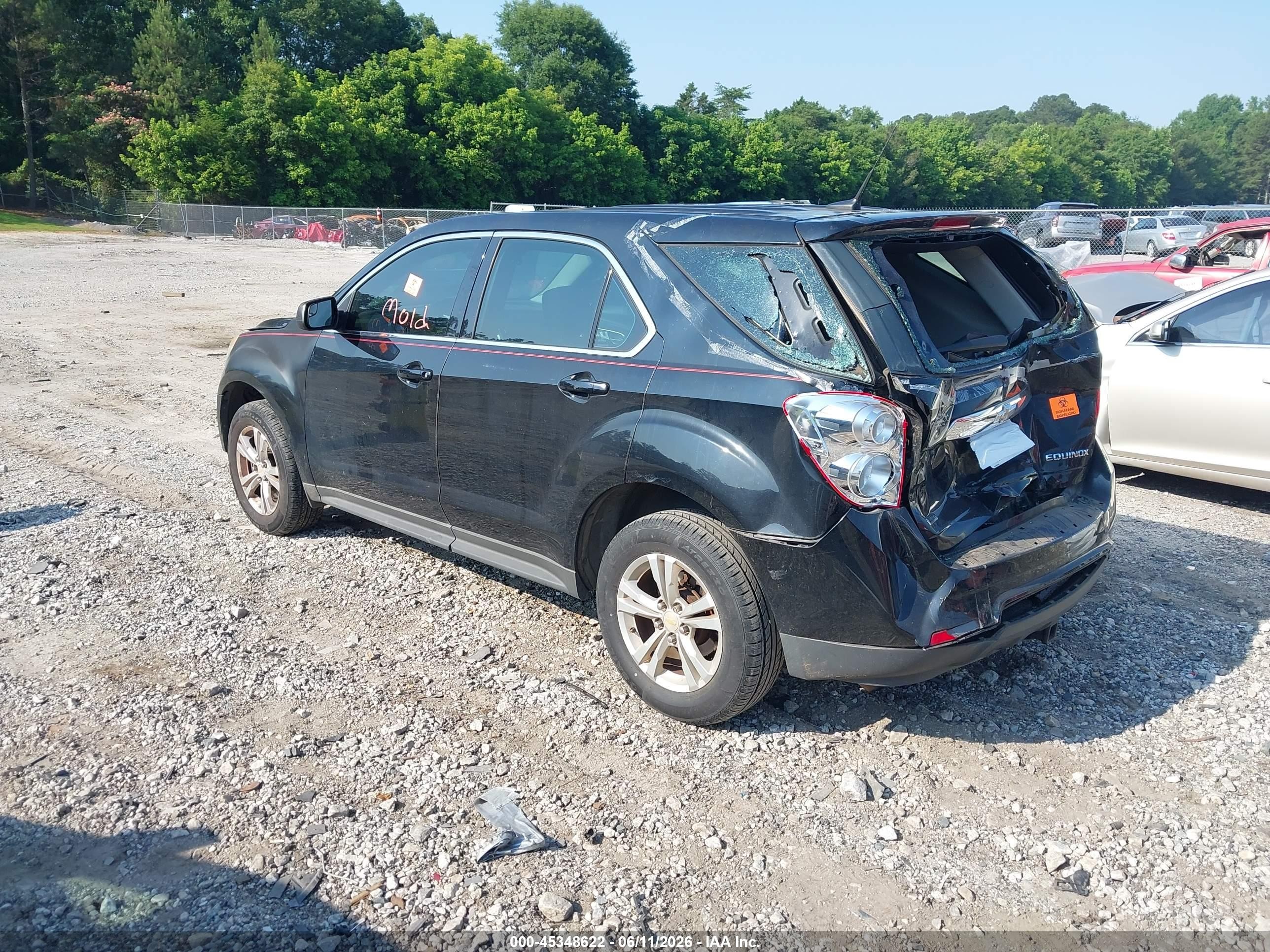 2012 Chevrolet Equinox Ls Black vin: 2GNALBEK2C6182191