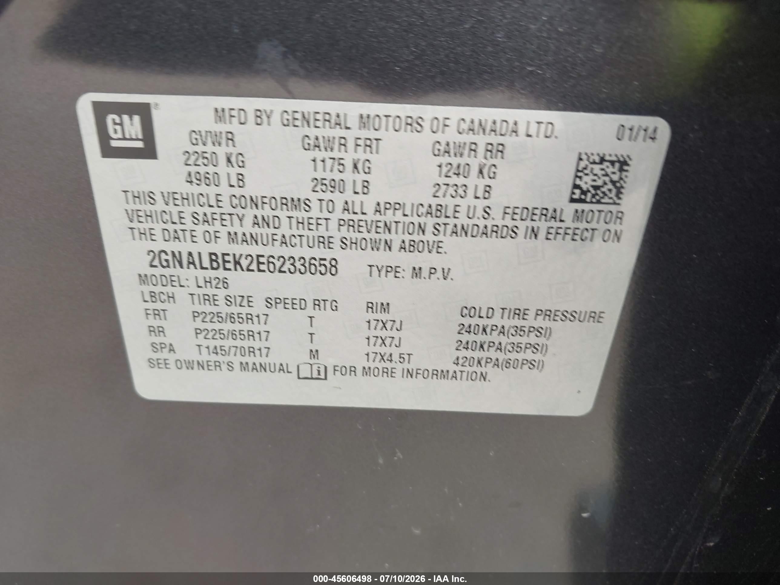 2014 Chevrolet Equinox Lt Gray vin: 2GNALBEK2E6233658