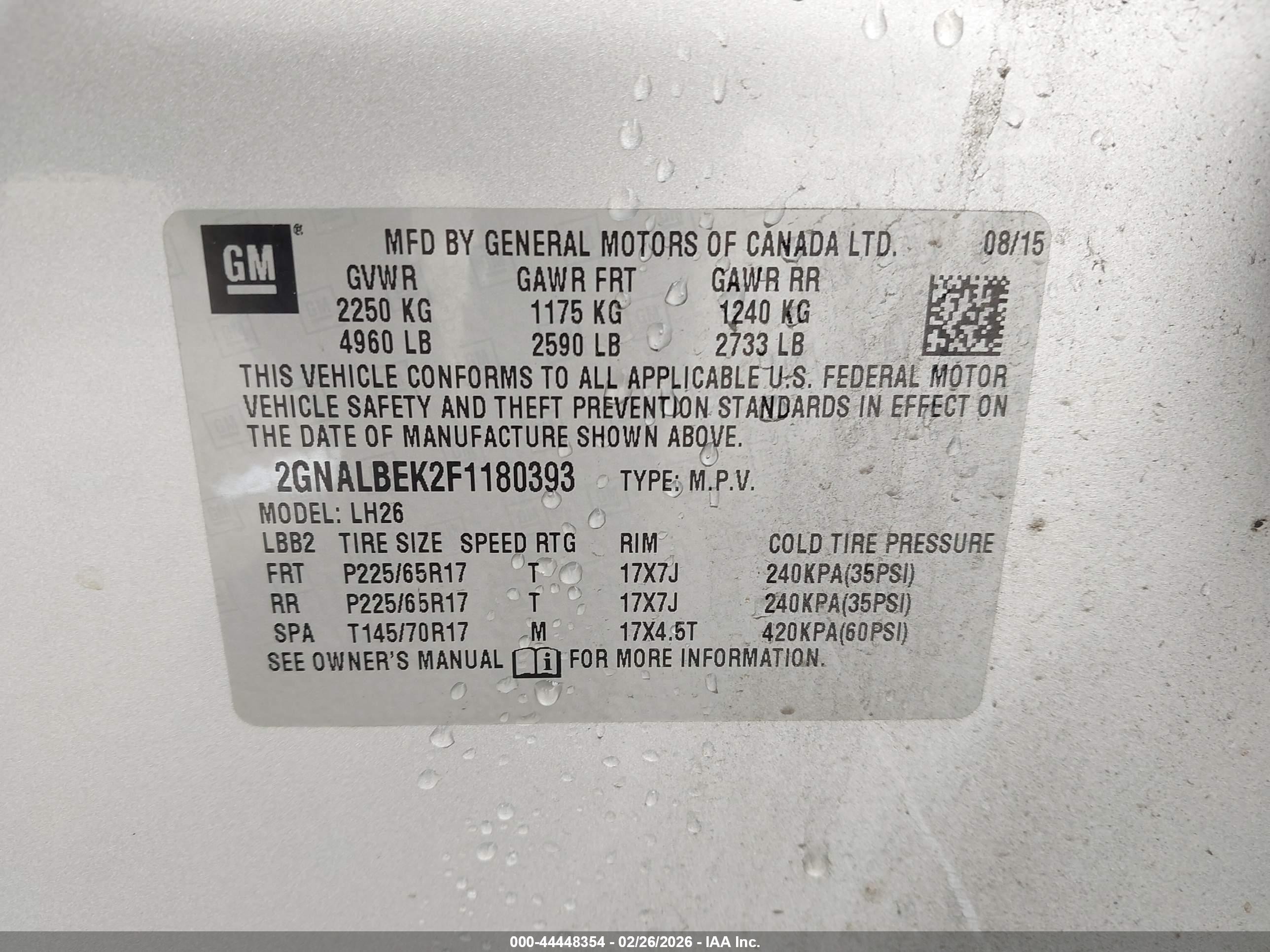2015 Chevrolet Equinox 1lt Silver vin: 2GNALBEK2F1180393