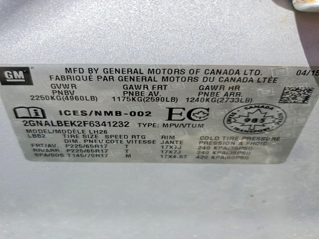 2015 Chevrolet Equinox Lt Silver vin: 2GNALBEK2F6341232