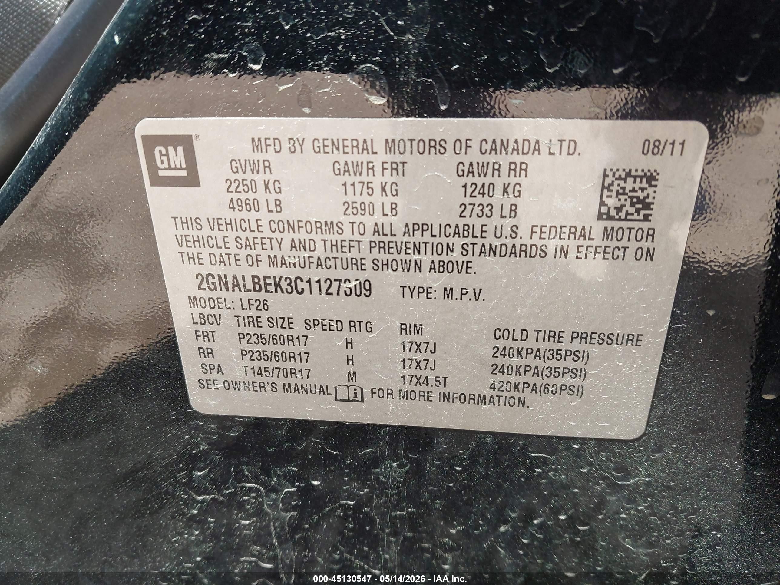 2012 Chevrolet Equinox Ls Black vin: 2GNALBEK3C1127309