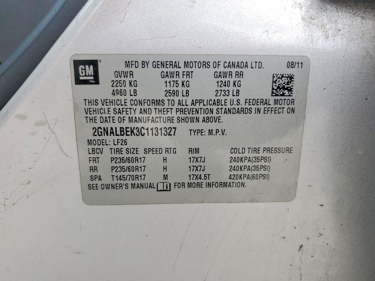 2012 Chevrolet Equinox Ls Gray vin: 2GNALBEK3C1131327