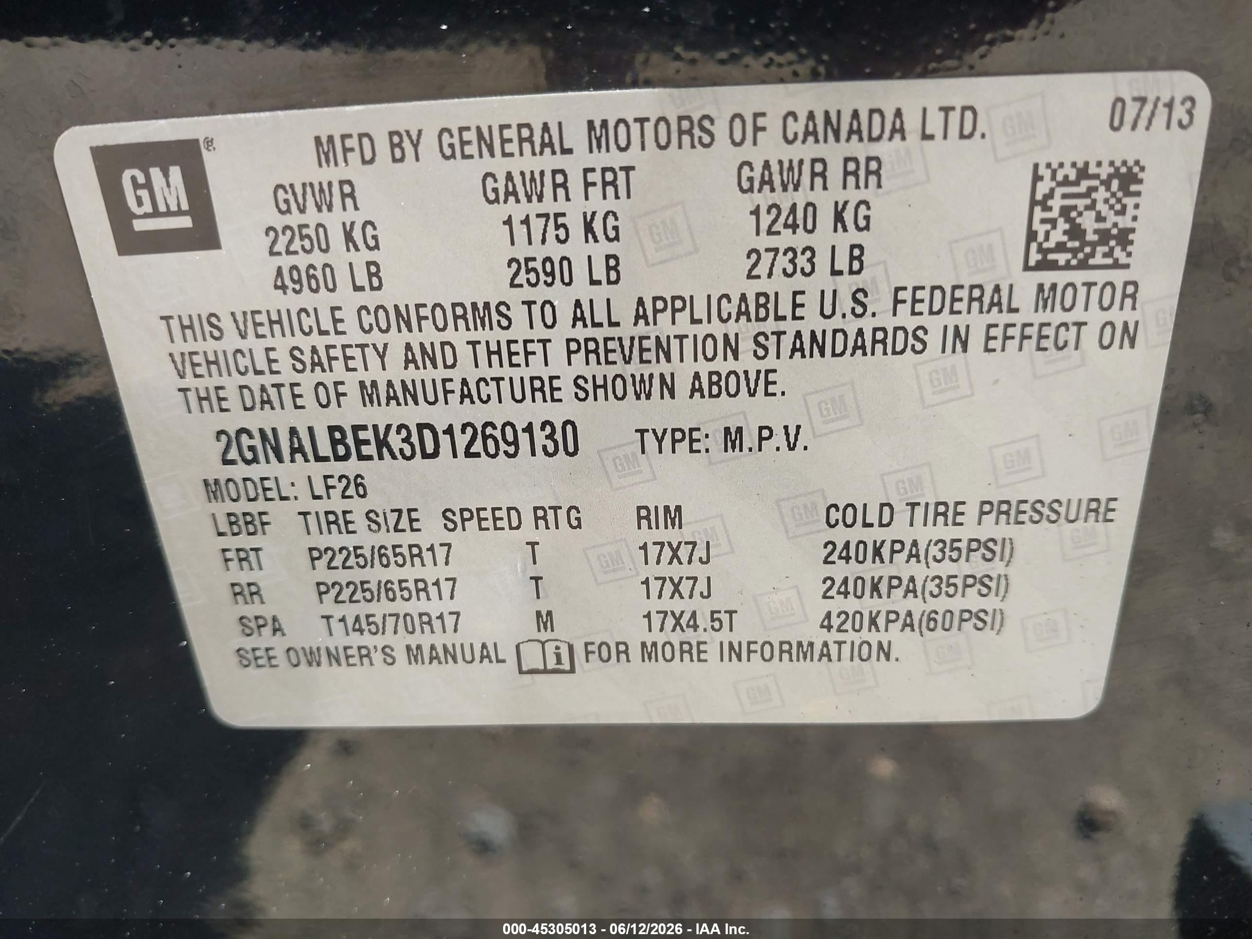 2013 Chevrolet Equinox Ls Black vin: 2GNALBEK3D1269130