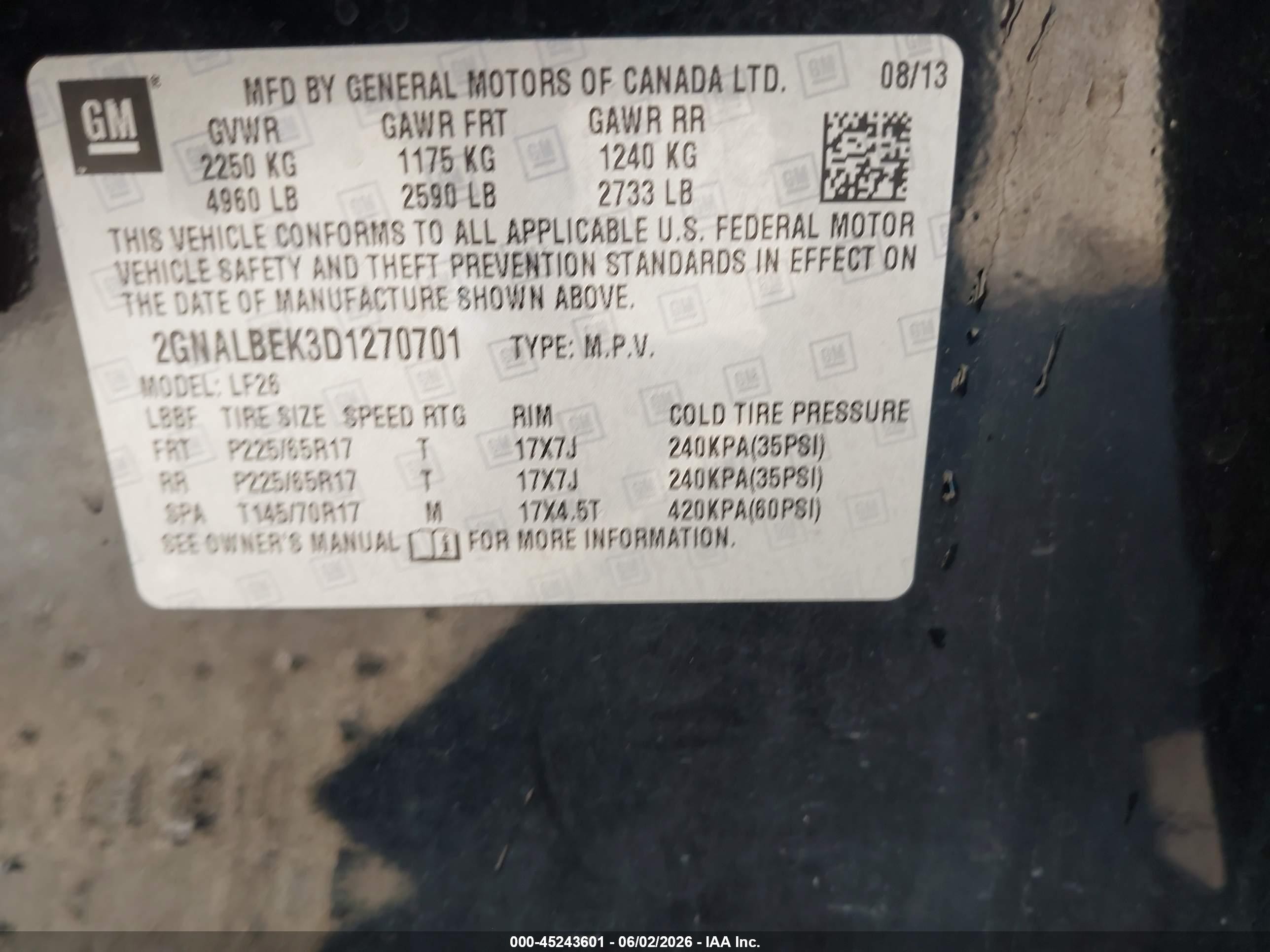 2013 Chevrolet Equinox Ls Black vin: 2GNALBEK3D1270701
