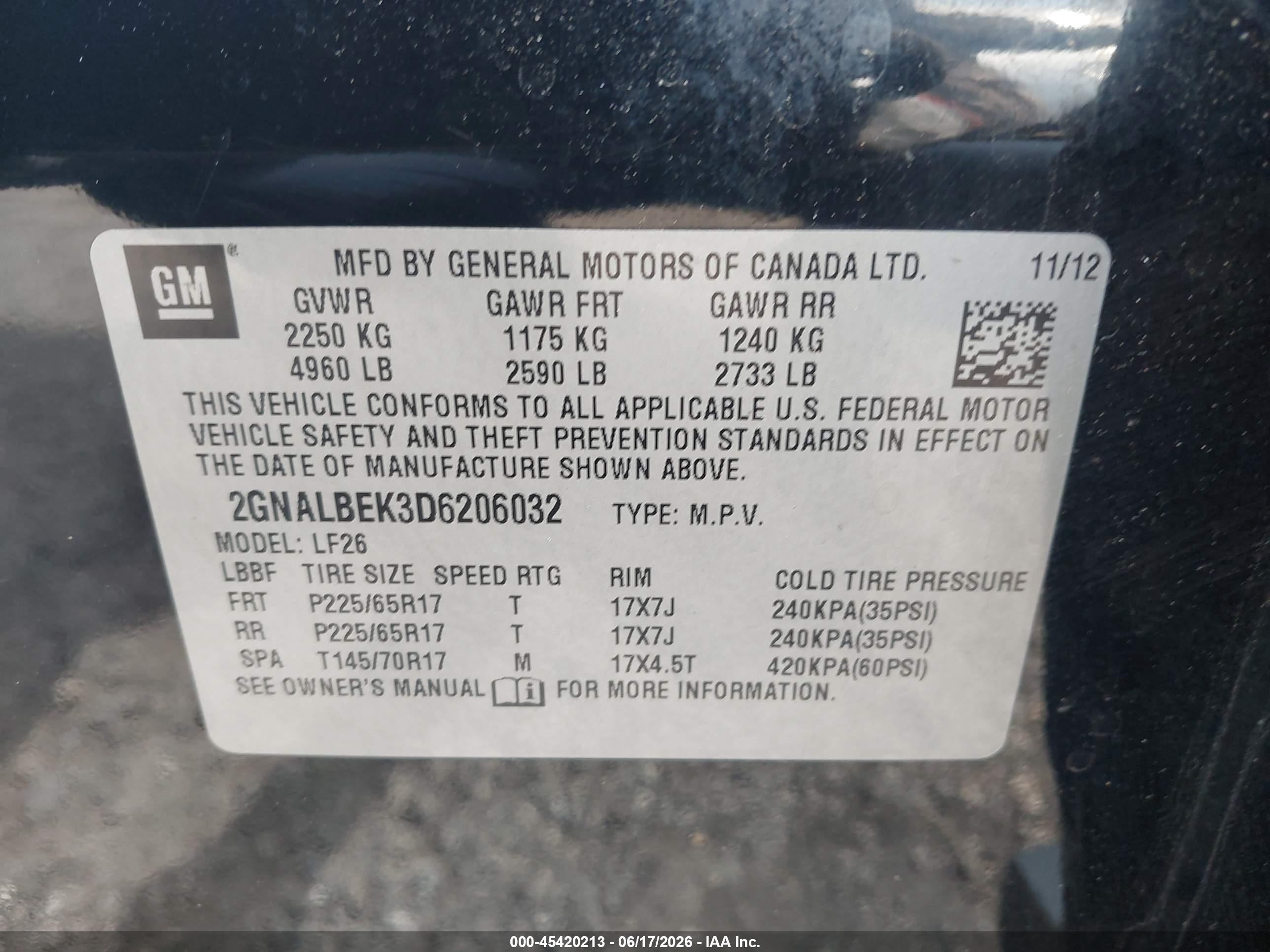 2013 Chevrolet Equinox Ls Black vin: 2GNALBEK3D6206032