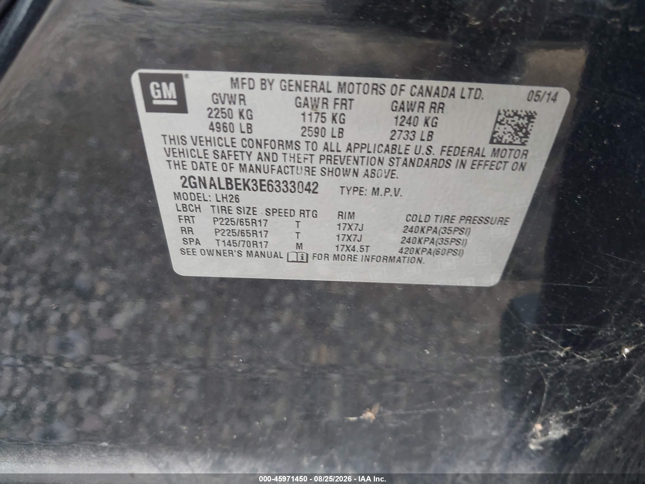 2014 Chevrolet Equinox 1lt Синий vin: 2GNALBEK3E6333042