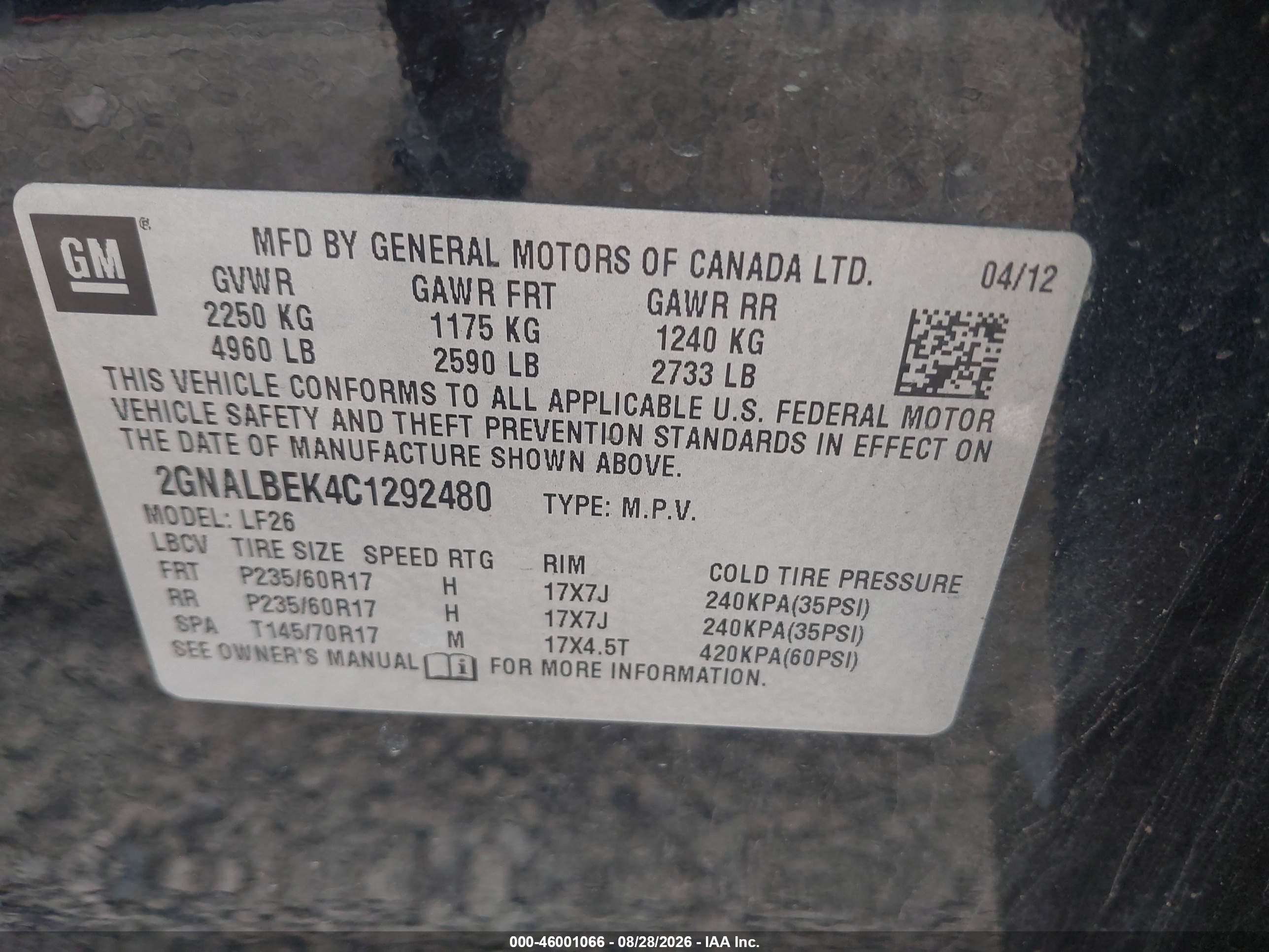 2012 Chevrolet Equinox Ls Black vin: 2GNALBEK4C1292480