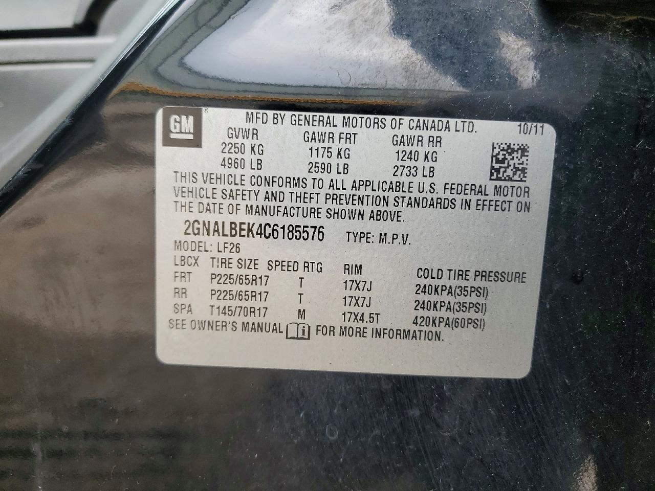2012 Chevrolet Equinox Ls Black vin: 2GNALBEK4C6185576