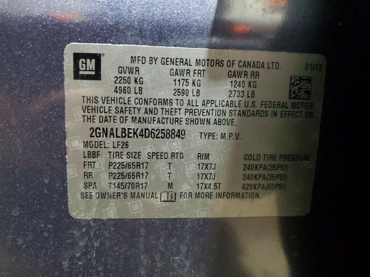 2013 Chevrolet Equinox Ls Синий vin: 2GNALBEK4D6258849