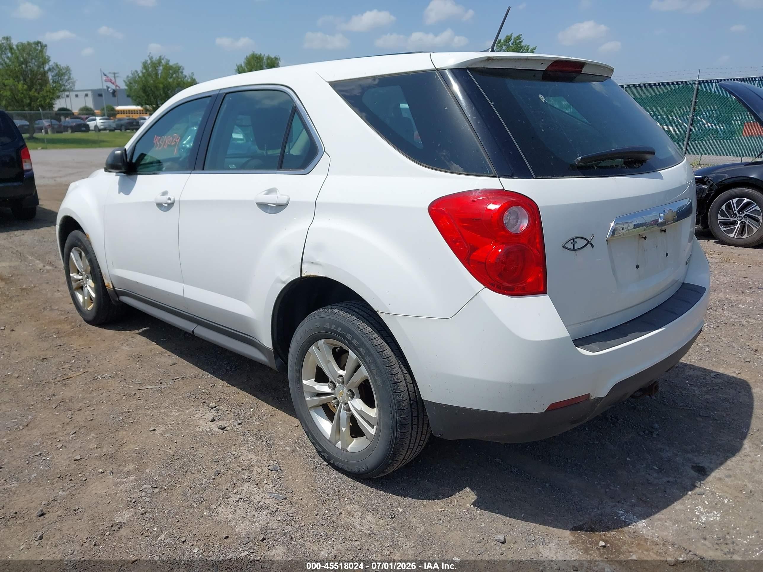 2013 Chevrolet Equinox Ls White vin: 2GNALBEK4D6354917