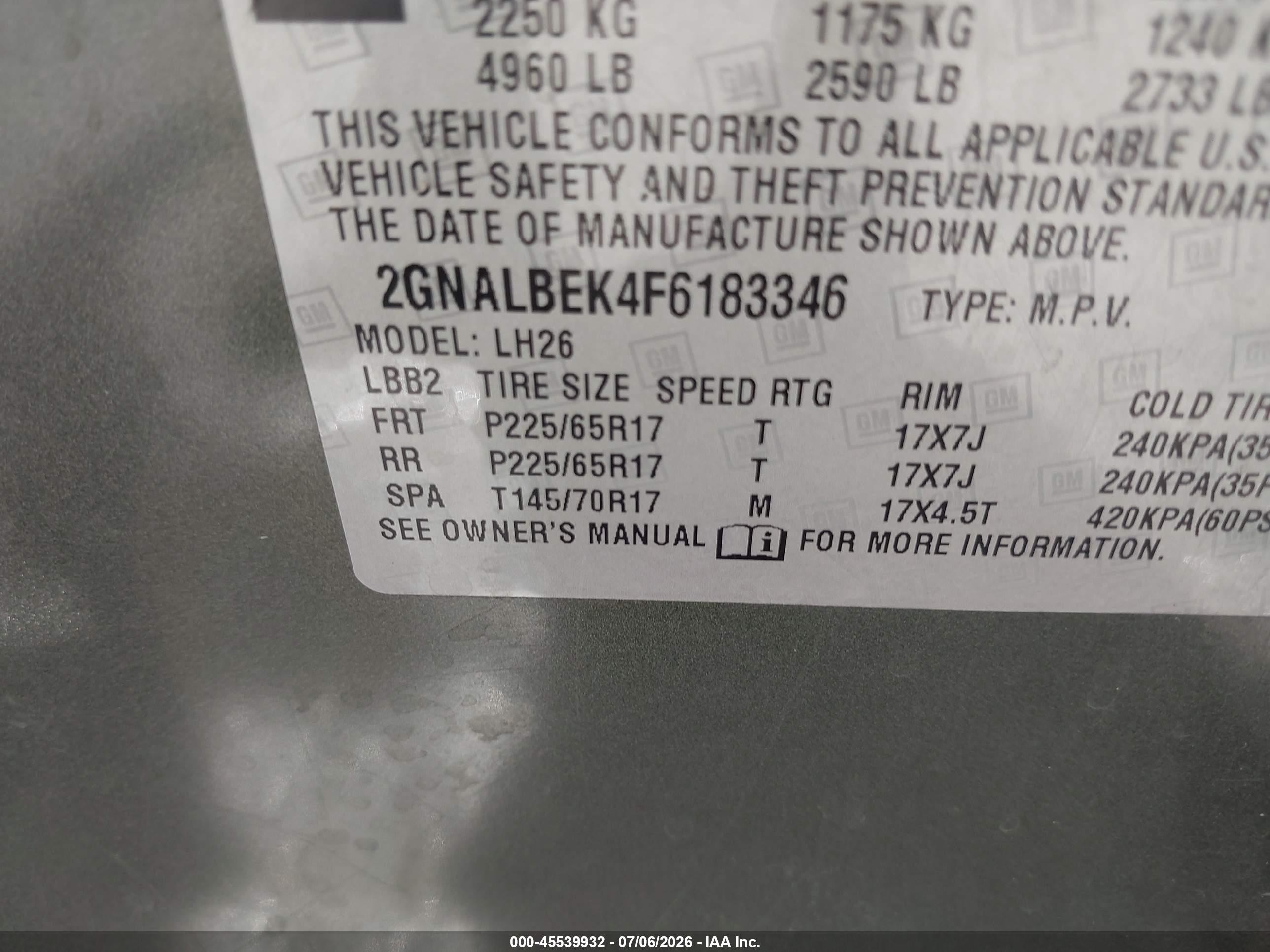 2015 Chevrolet Equinox Lt Green vin: 2GNALBEK4F6183346