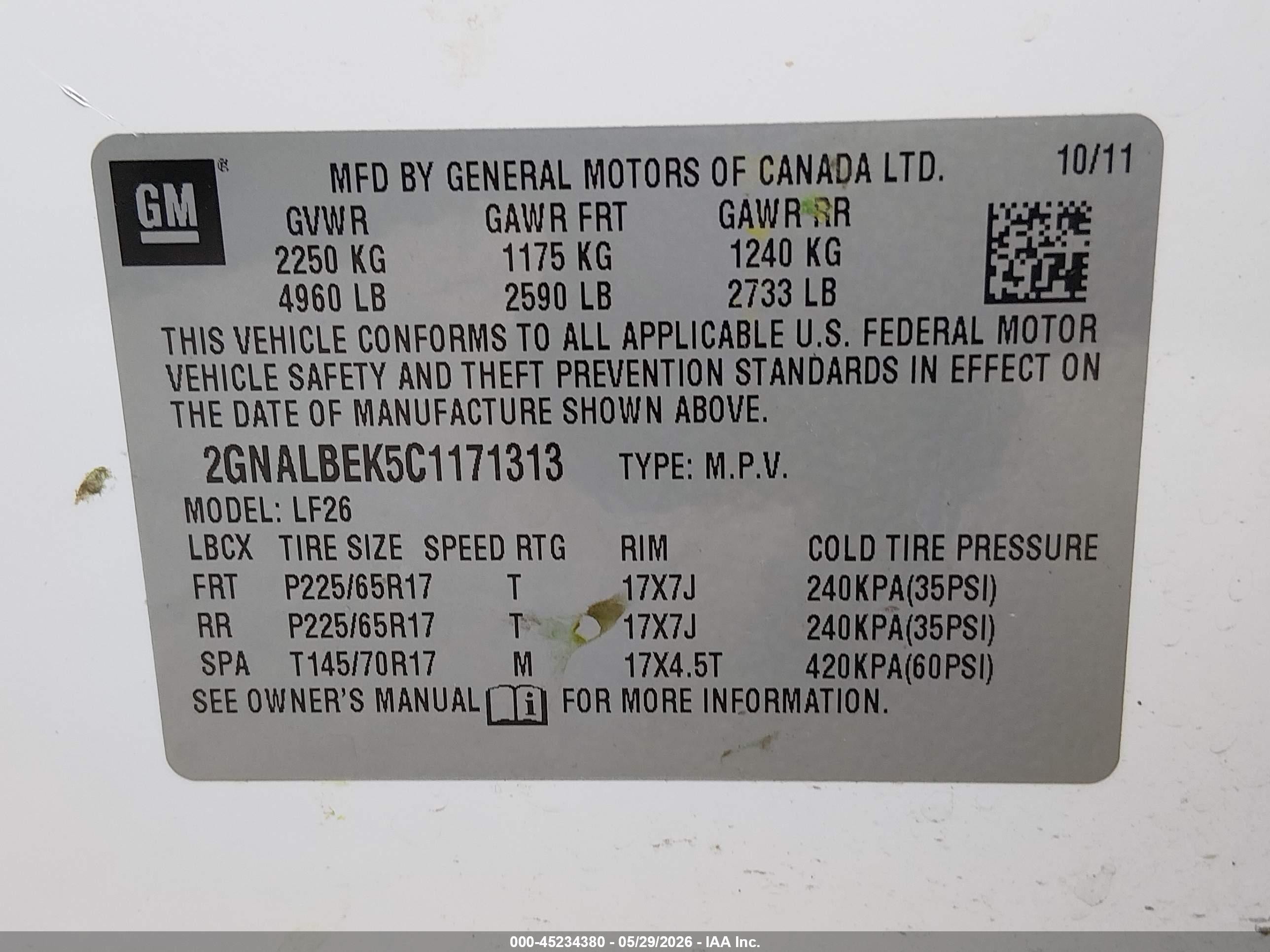 2012 Chevrolet Equinox Ls White vin: 2GNALBEK5C1171313