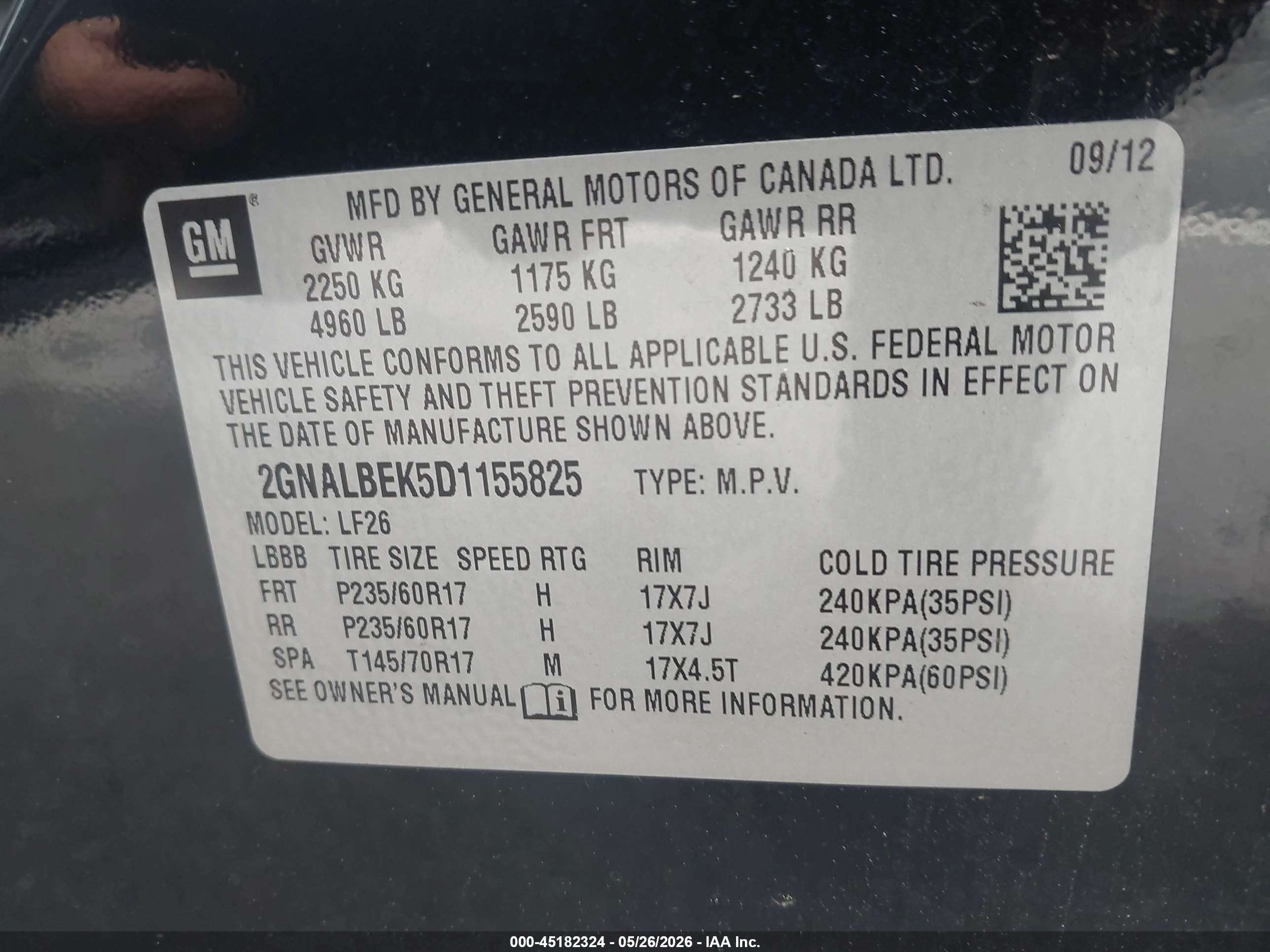 2013 Chevrolet Equinox Ls Черный vin: 2GNALBEK5D1155825