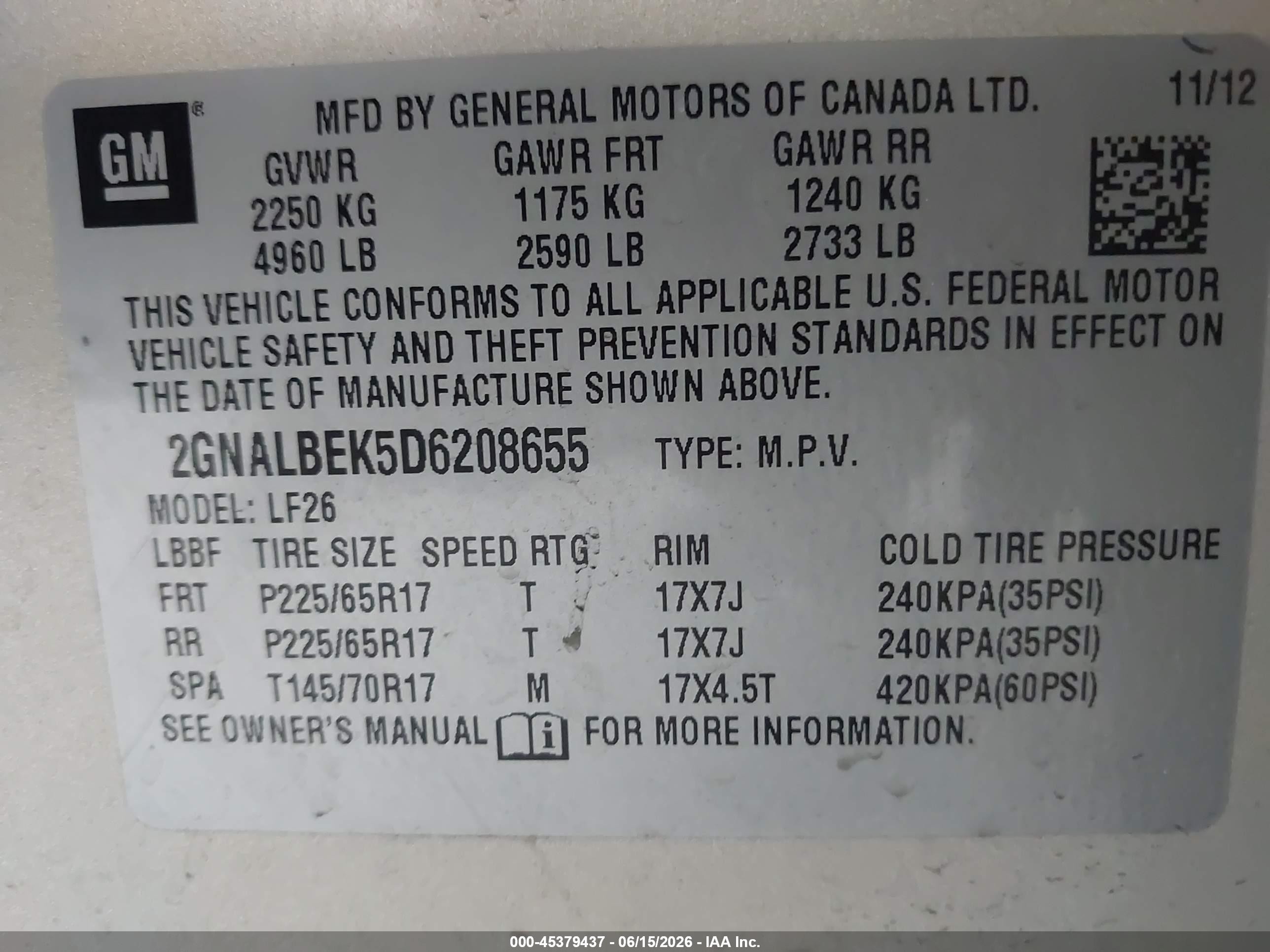 2013 Chevrolet Equinox Ls Золотой vin: 2GNALBEK5D6208655