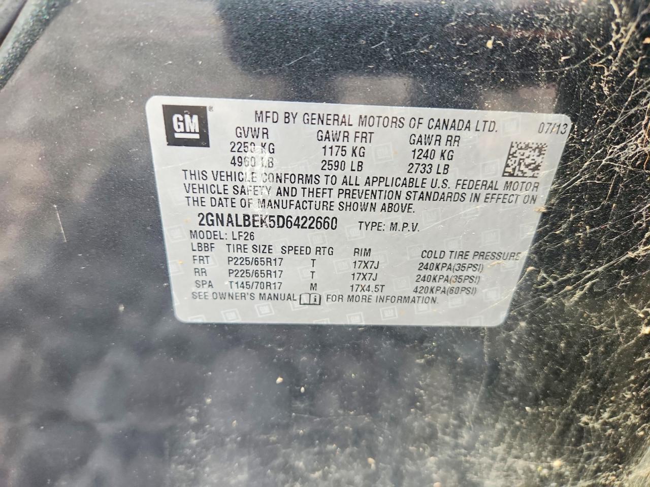 2013 Chevrolet Equinox Ls Black vin: 2GNALBEK5D6422660