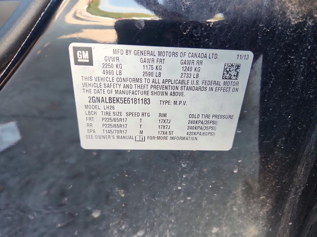 2014 Chevrolet Equinox Lt Black vin: 2GNALBEK5E6181183