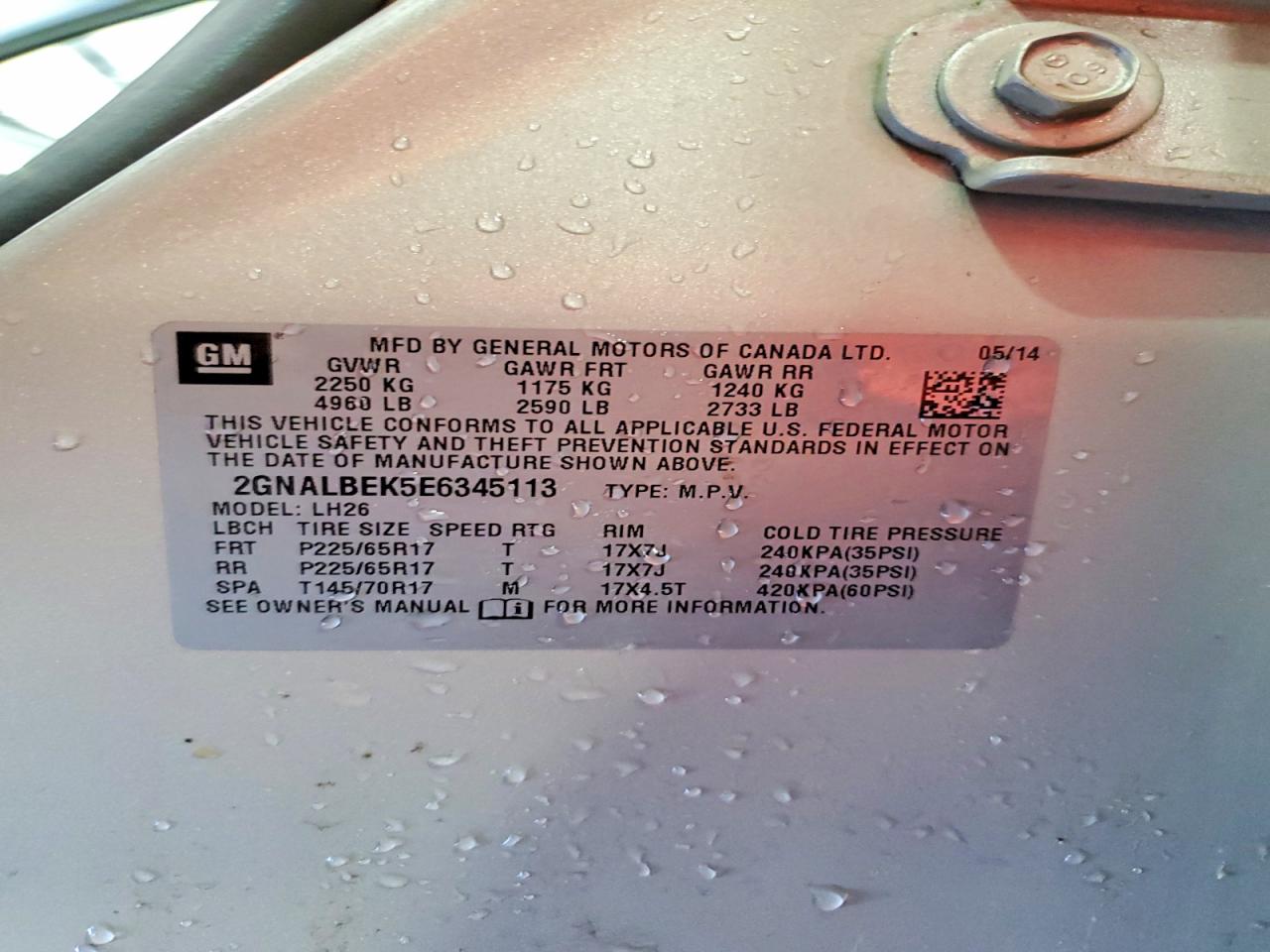 2014 Chevrolet Equinox Lt Beige vin: 2GNALBEK5E6345113