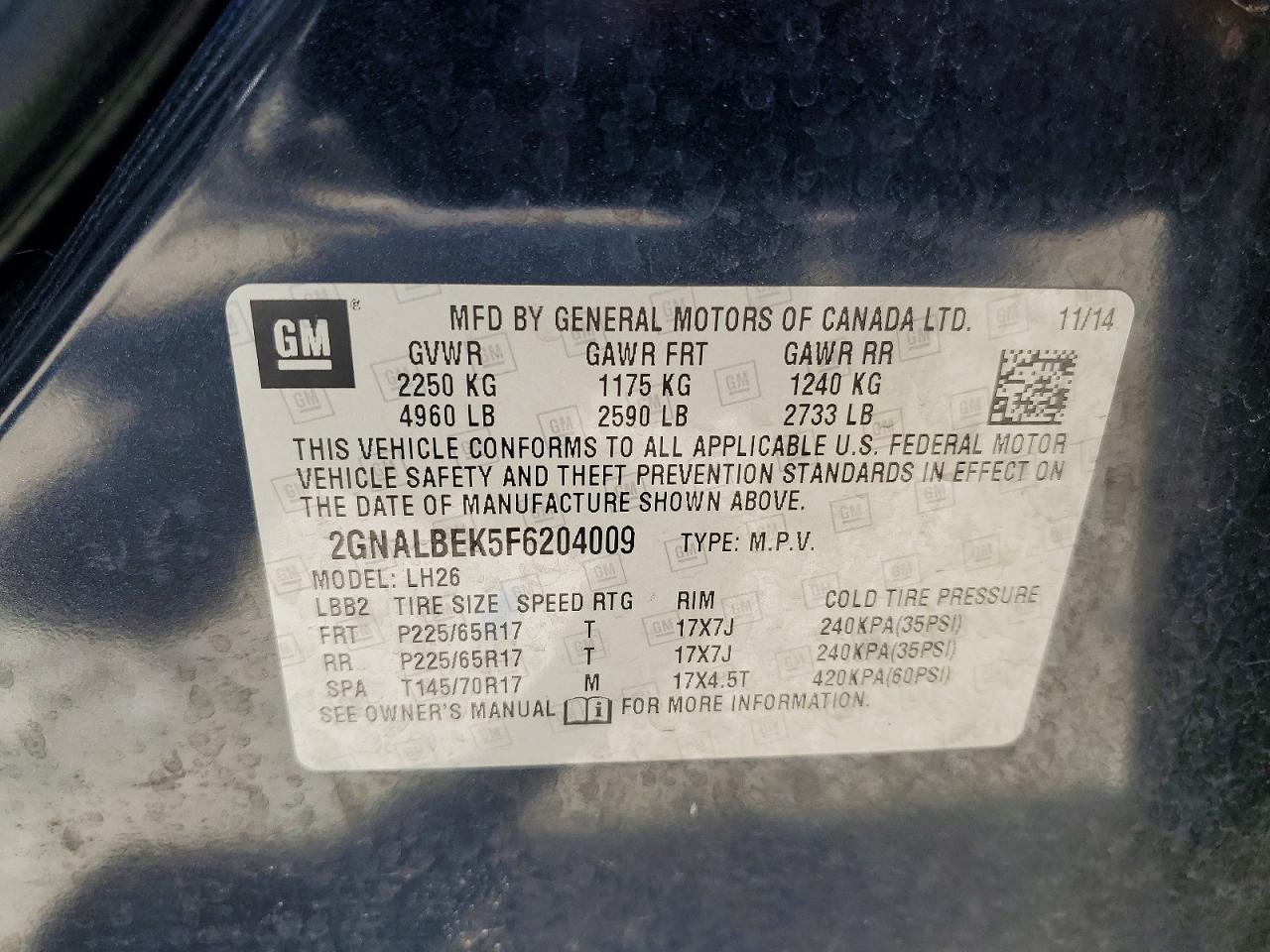 2015 Chevrolet Equinox Lt Blue vin: 2GNALBEK5F6204009